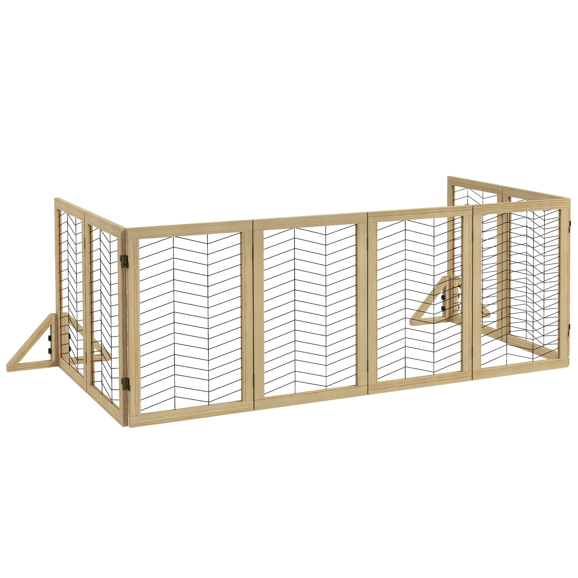 Barrière pour chien. barrière d'escalier. pliable. en bois de pin. 375 x 44 x 70 cm. naturel
