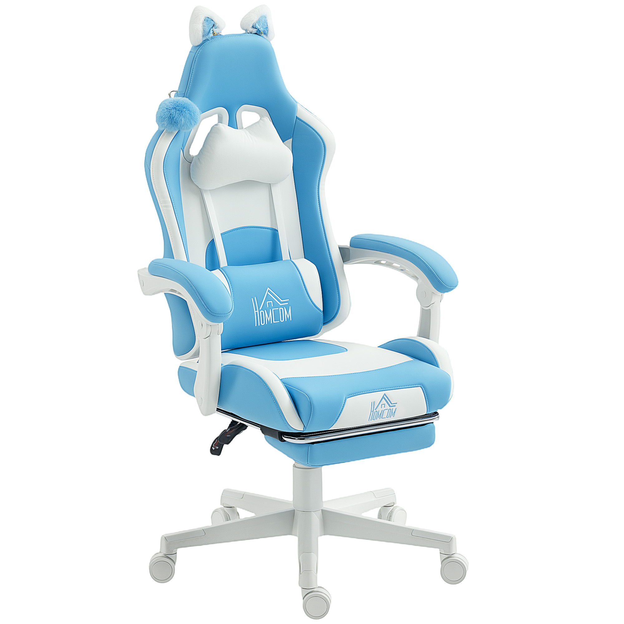 Fauteuil gaming bleu mer avec oreilles de chat