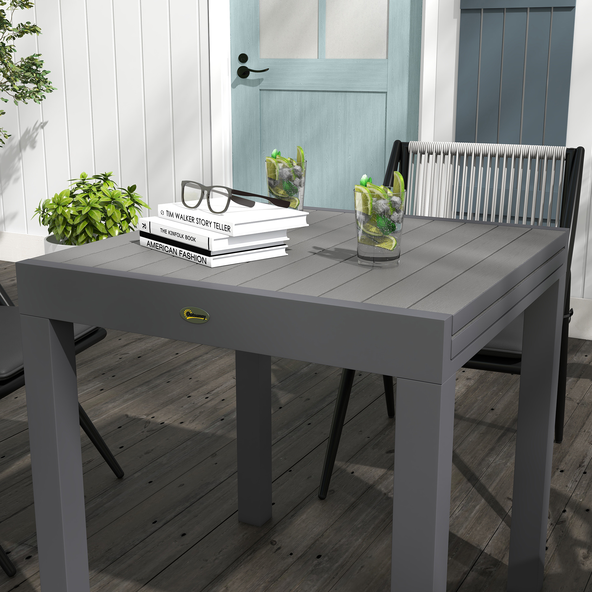 Table de jardin extensible aluminium lattes 81-162x80cm - Vue 6