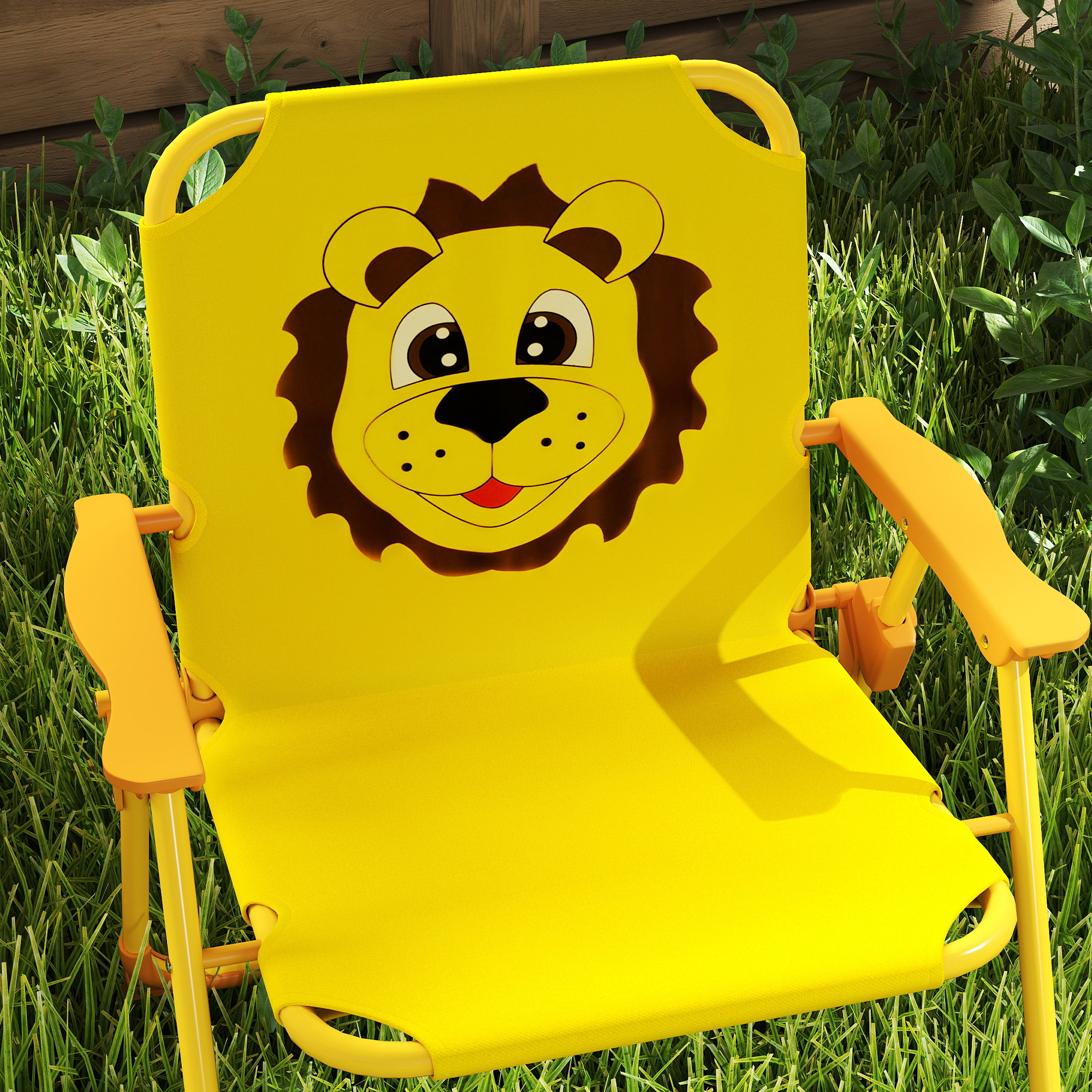 Set de Jardin Enfant 4 Pièces avec Parasol, Table Ronde et 2 Chaises Pliantes, D