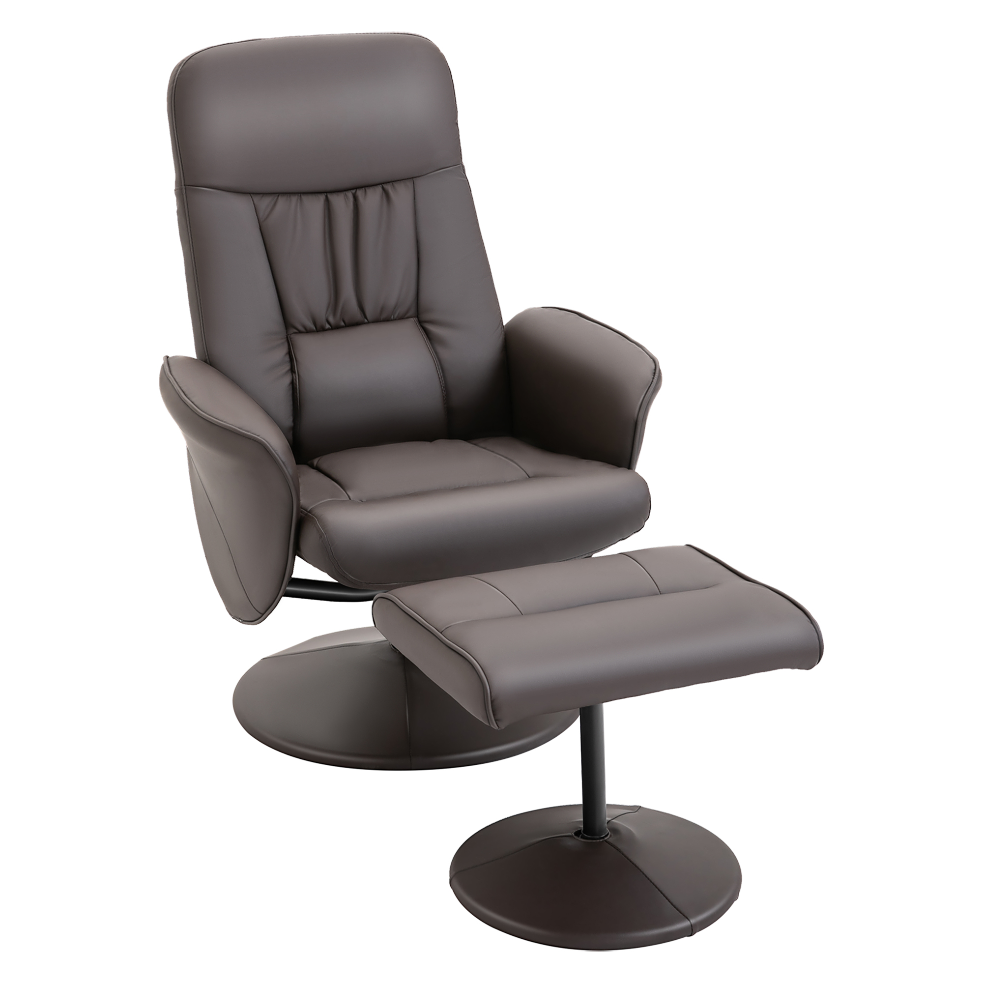 Set de 2 fauteuils avec pouf marron