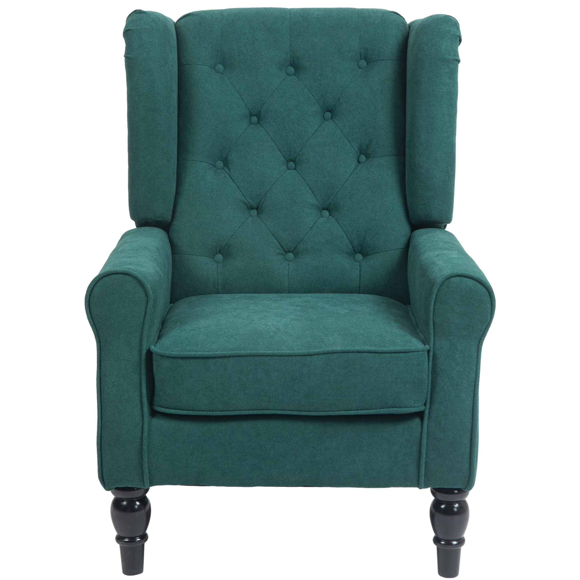 Fauteuil capitonné pieds bois