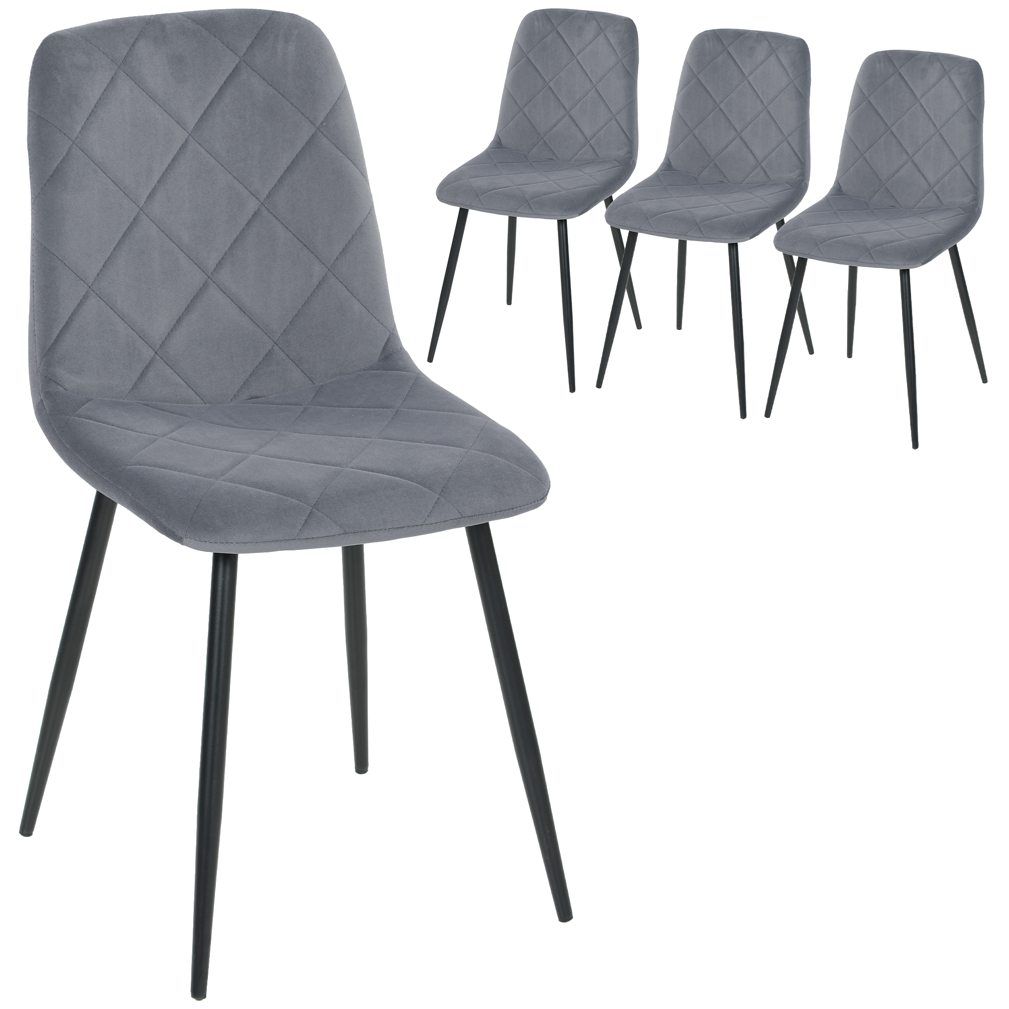 Lot de 4 chaises de salle à manger velours