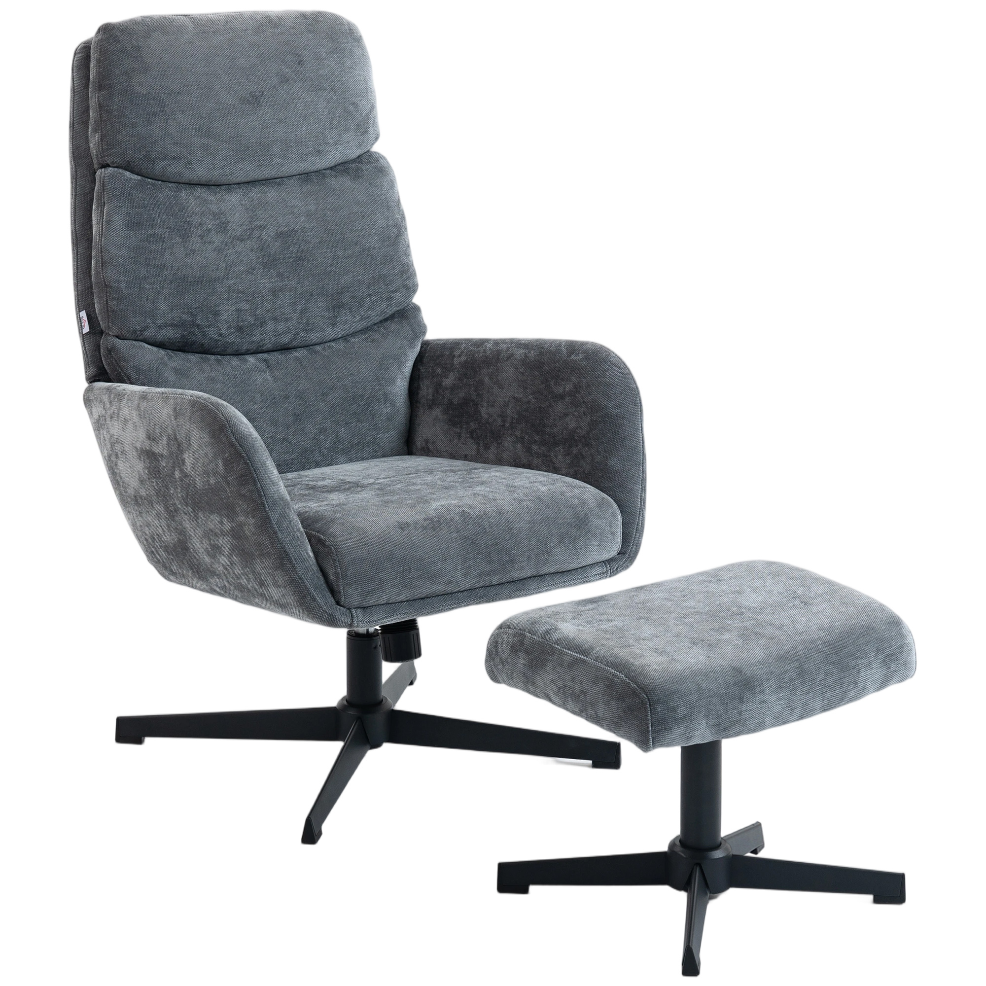 Fauteuil avec pouf gris