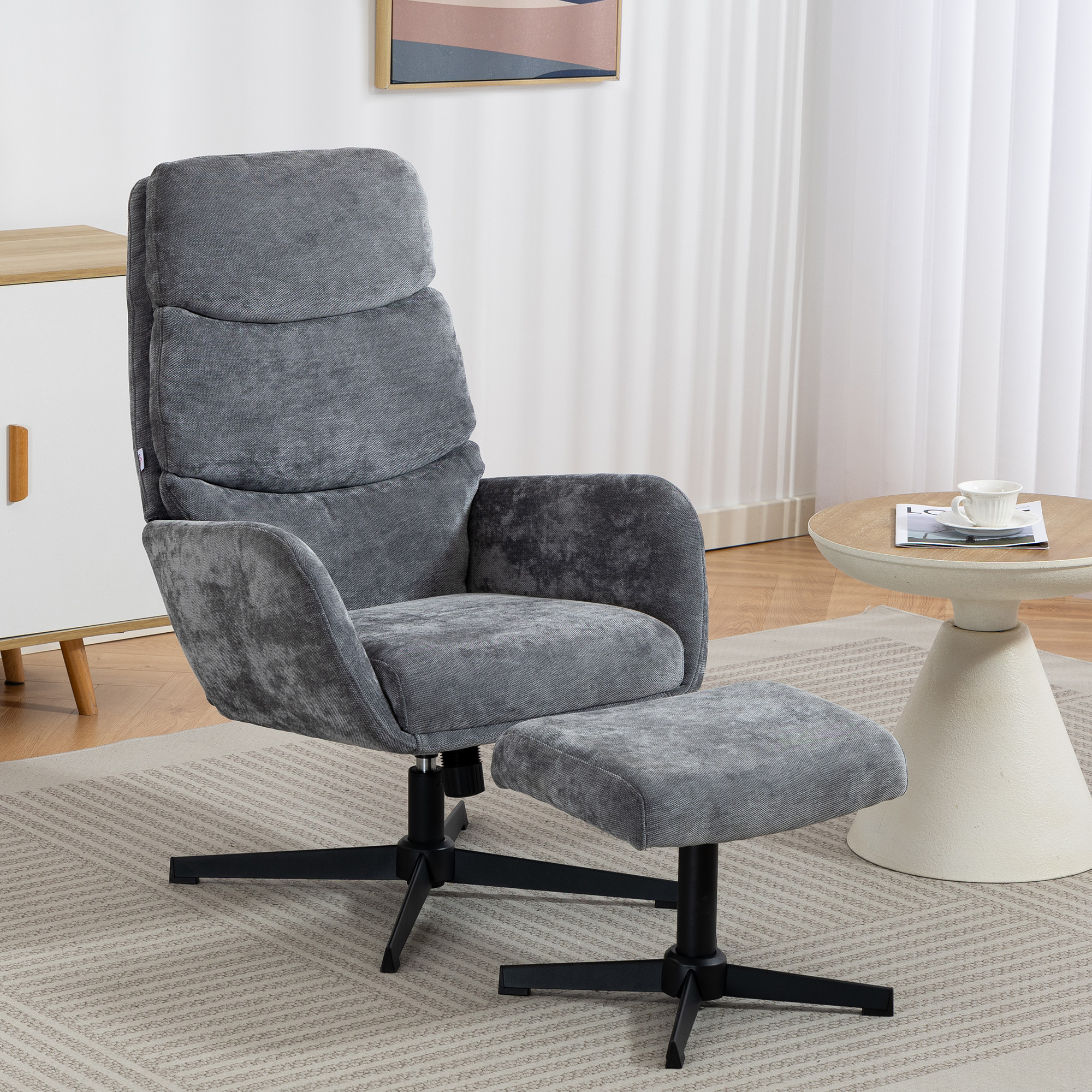 Fauteuil tissu effet lin