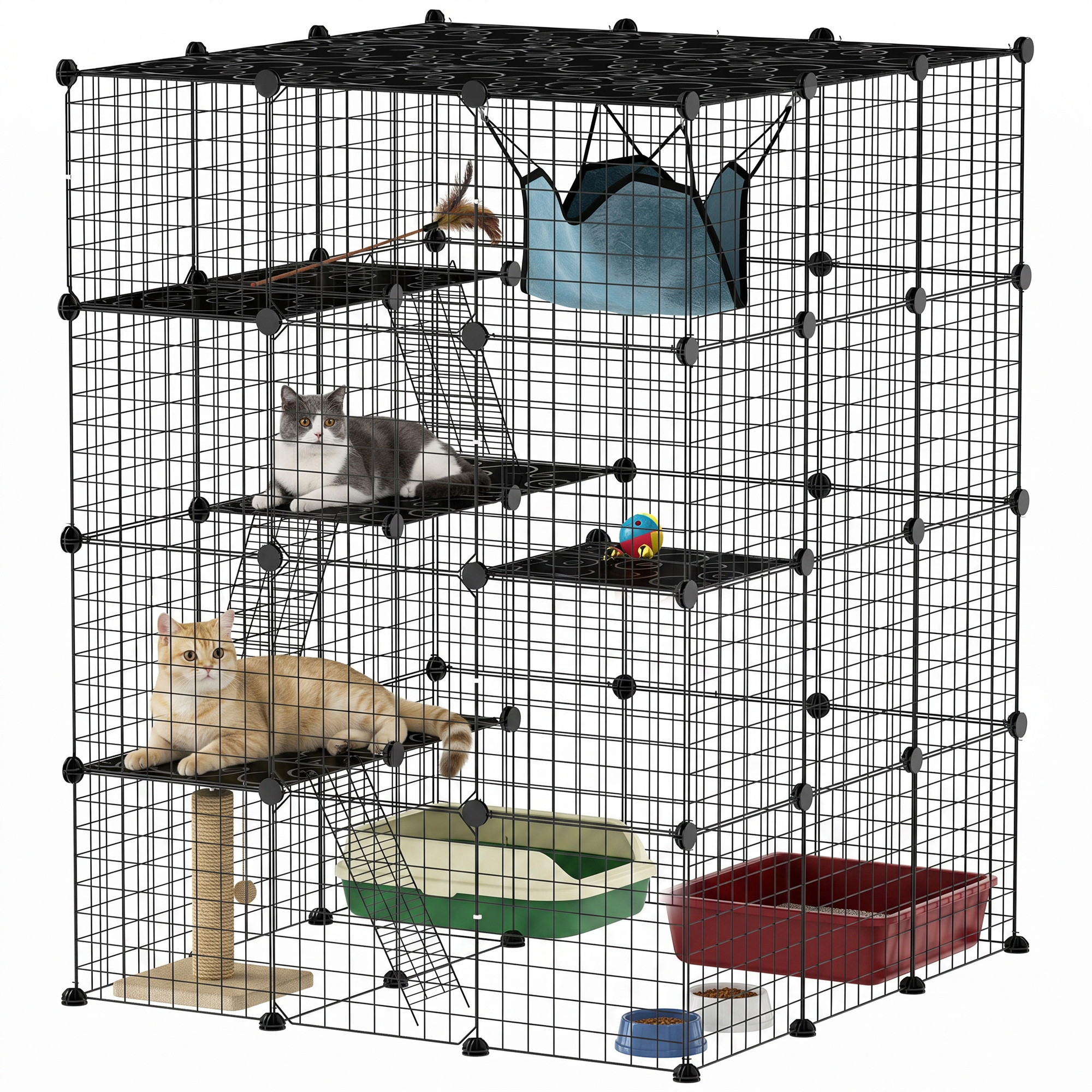 Cage à chat intérieure 4 niveaux