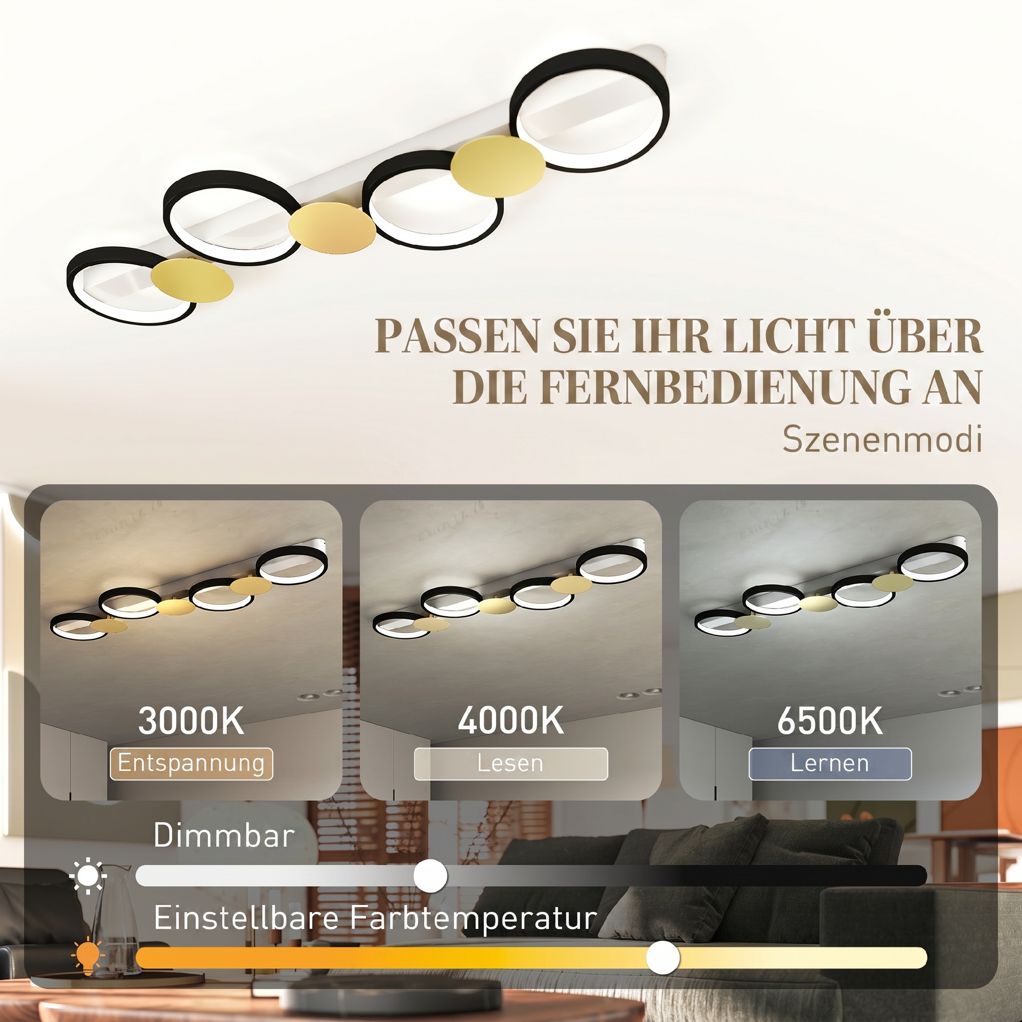 Réglage température couleur 3000‑6500K gradable modes scènes
