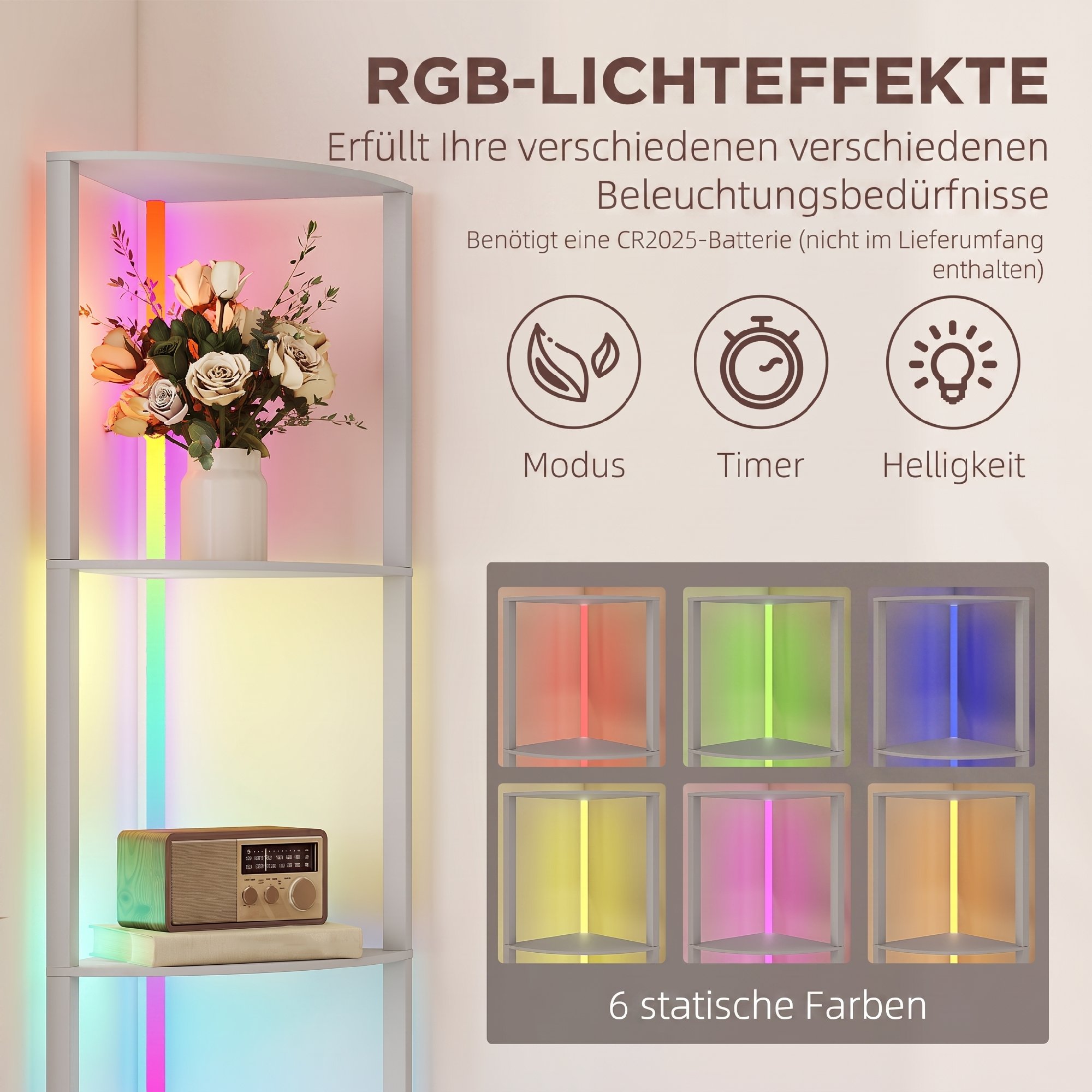 Lampe étagère d'angle RGB 5 niveaux