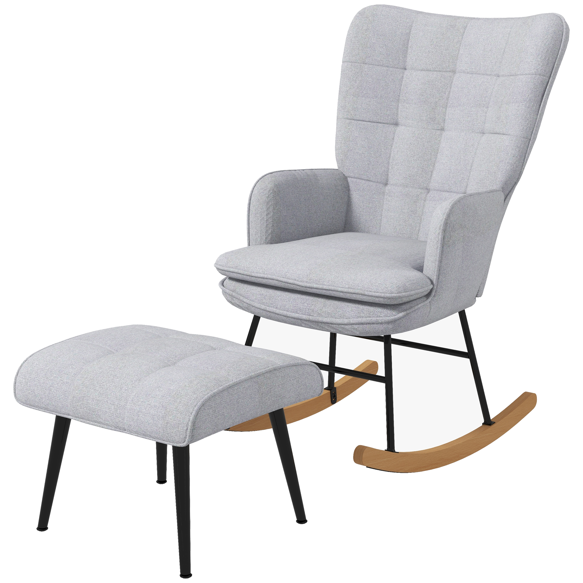 Fauteuil et pouf rembourrés