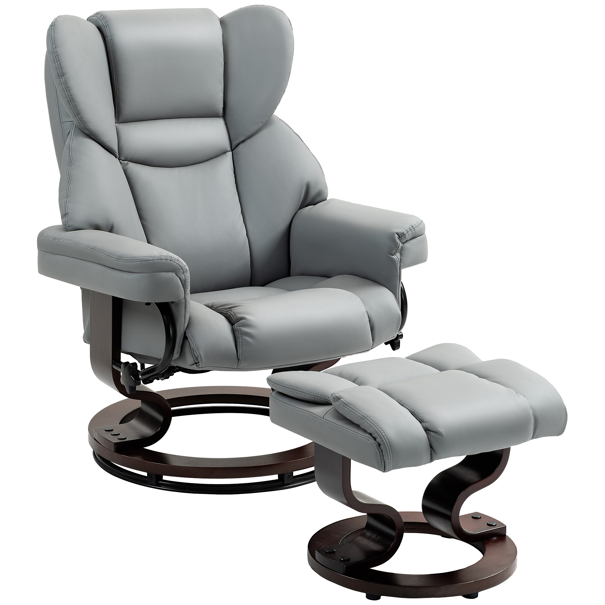 Fauteuil relax pivotant avec pouf gris clair