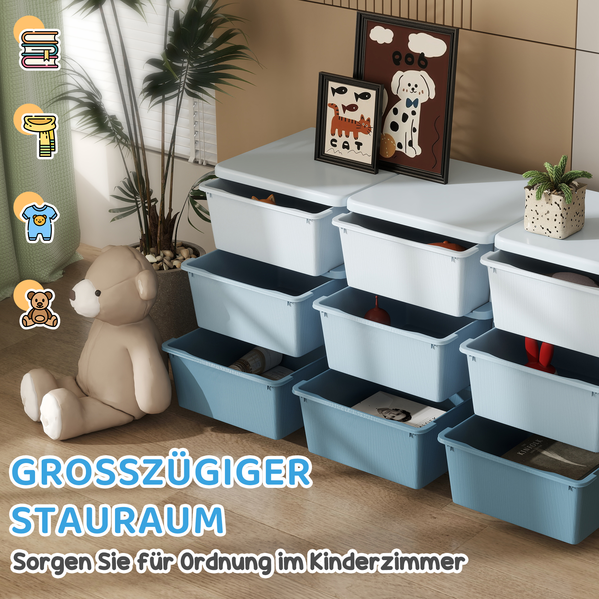 Meuble de Rangement Enfants 9 Tiroirs