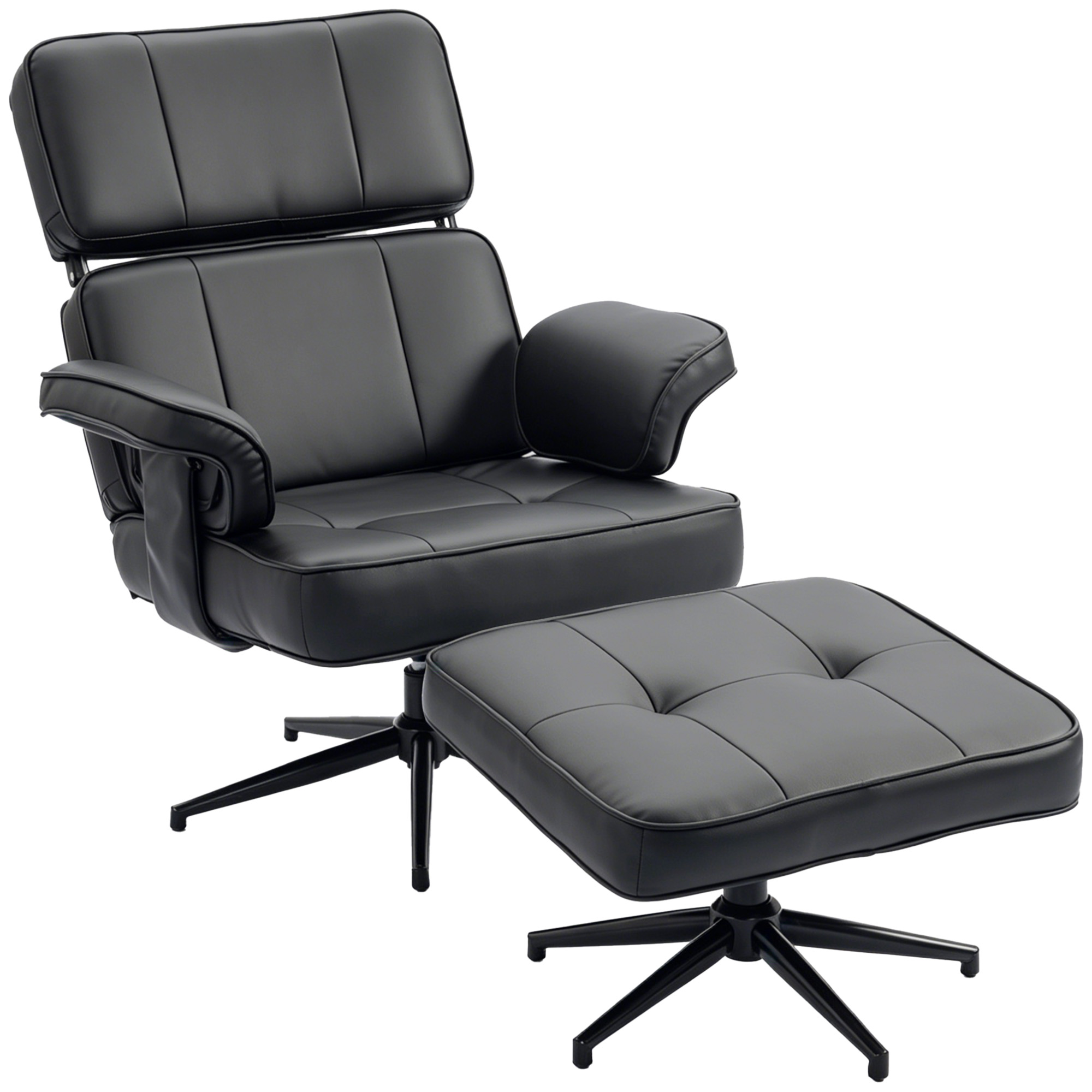 Fauteuil inclinable avec pouf noir