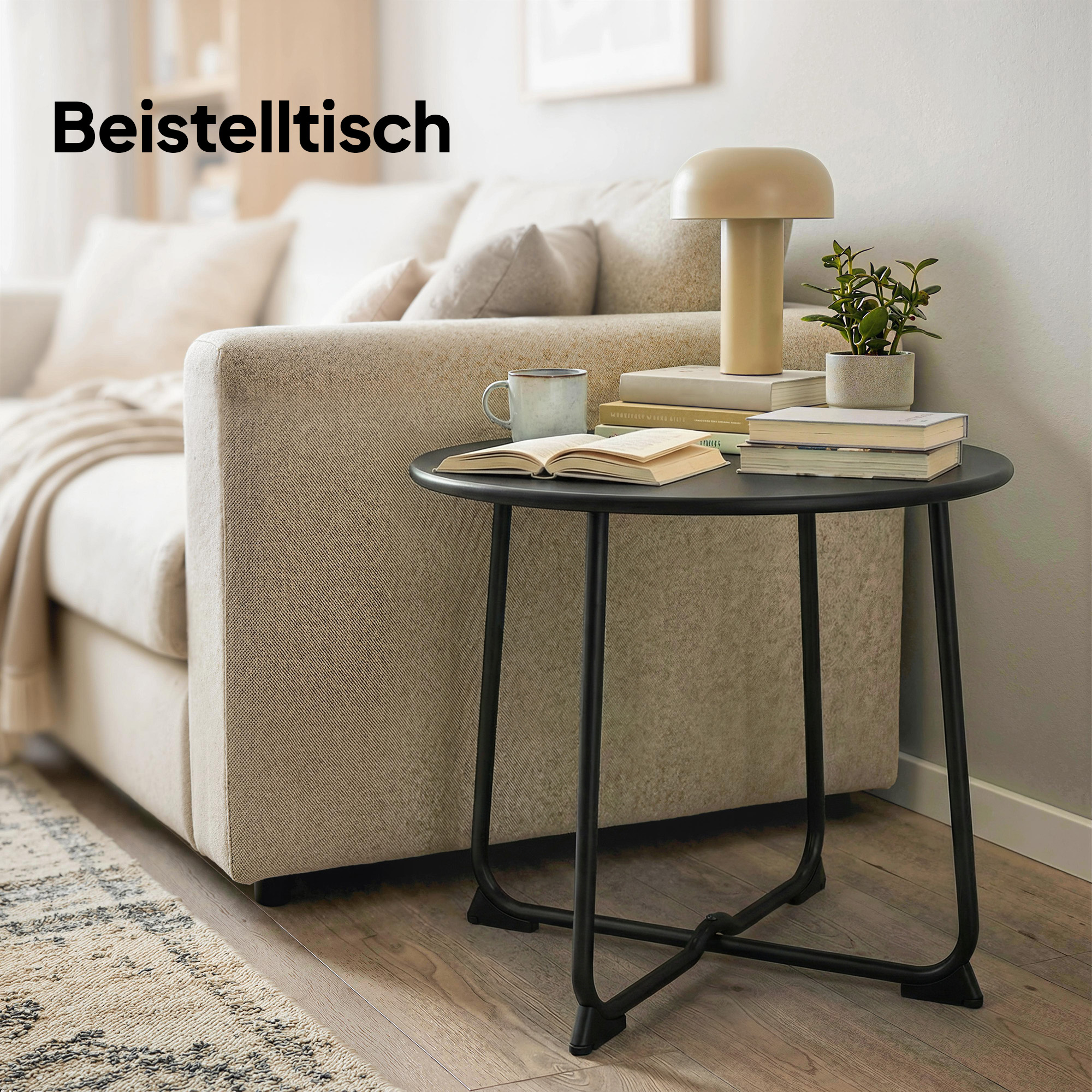 Table d'appoint carree 50x50cm metal noir exterieur interieur - Vue 4