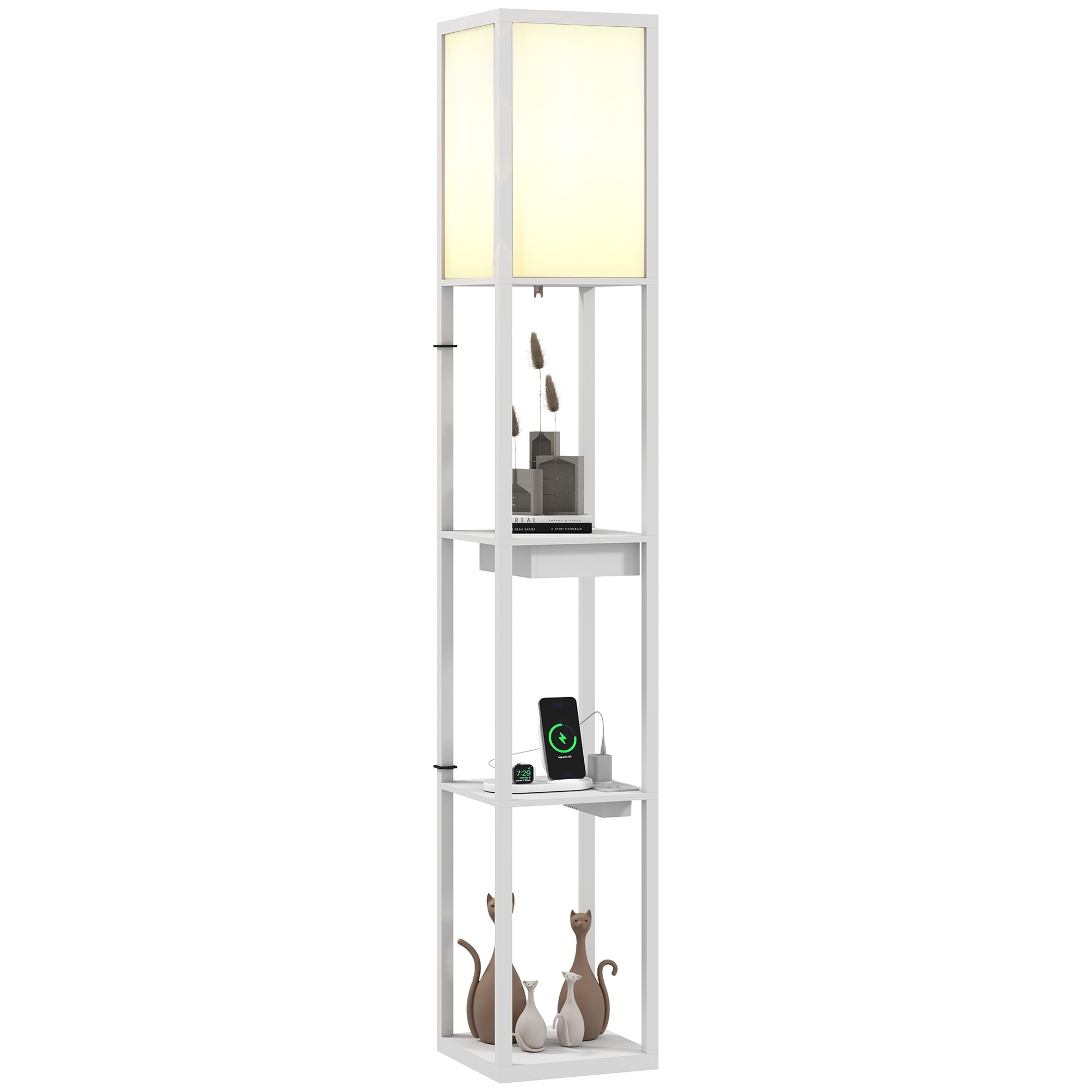 Lampadaire avec étagère 3 niveaux