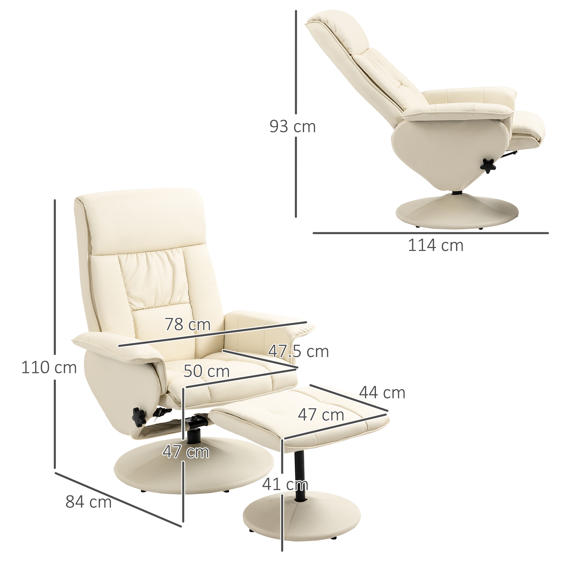 Fauteuil crème 78x84x110