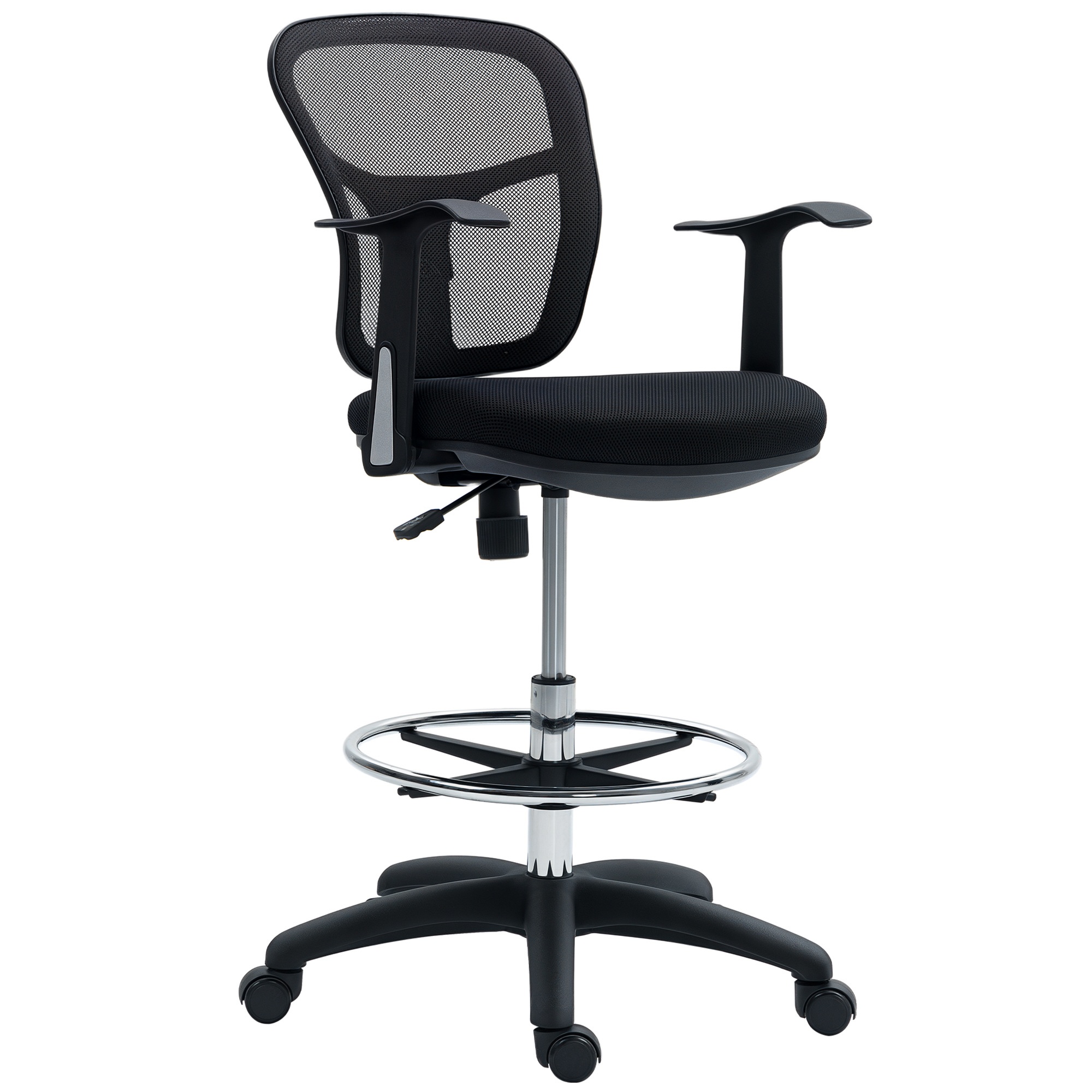 Chaise de bureau noire avec anneau repose-pieds