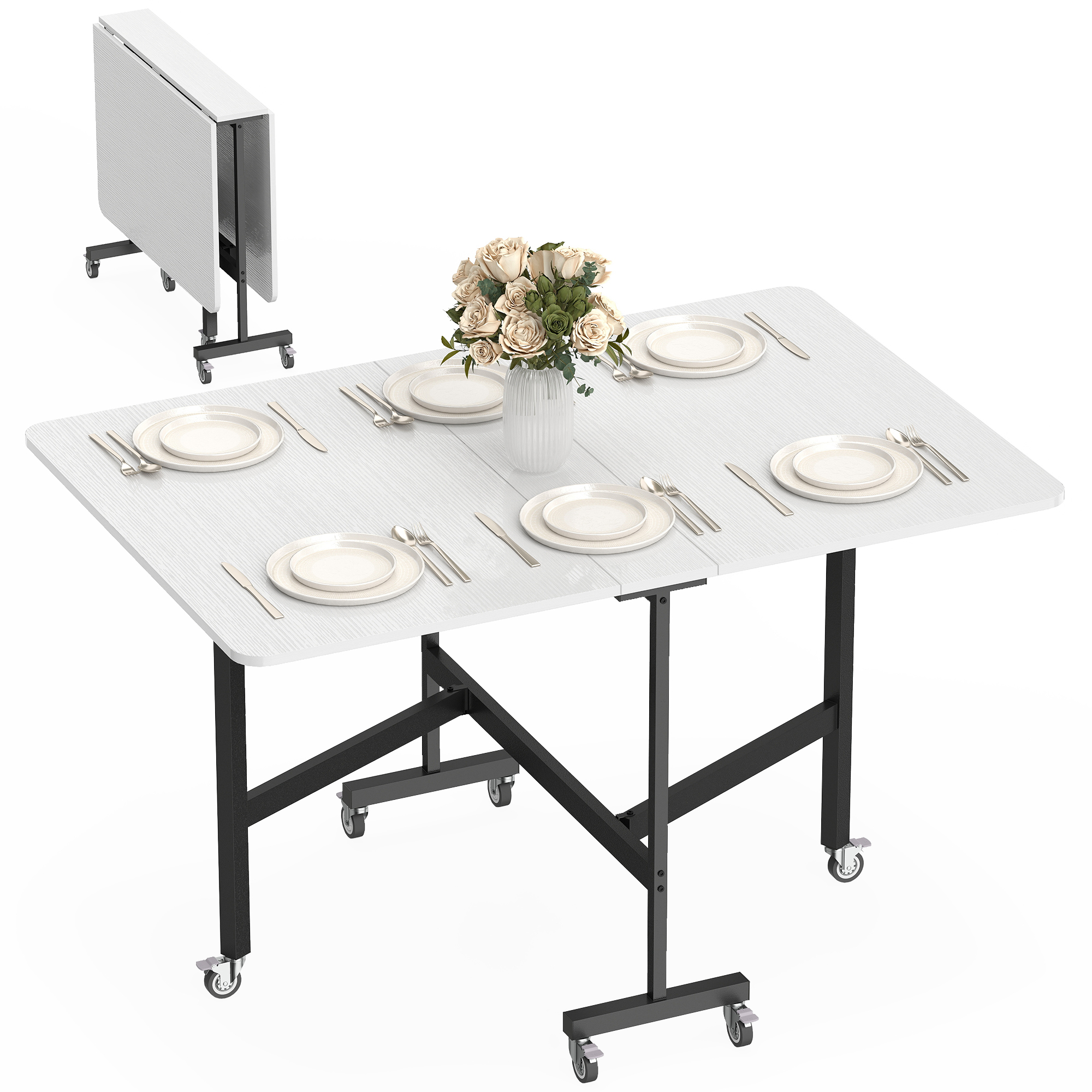 Table à Manger Pliante sur Roulettes pou
