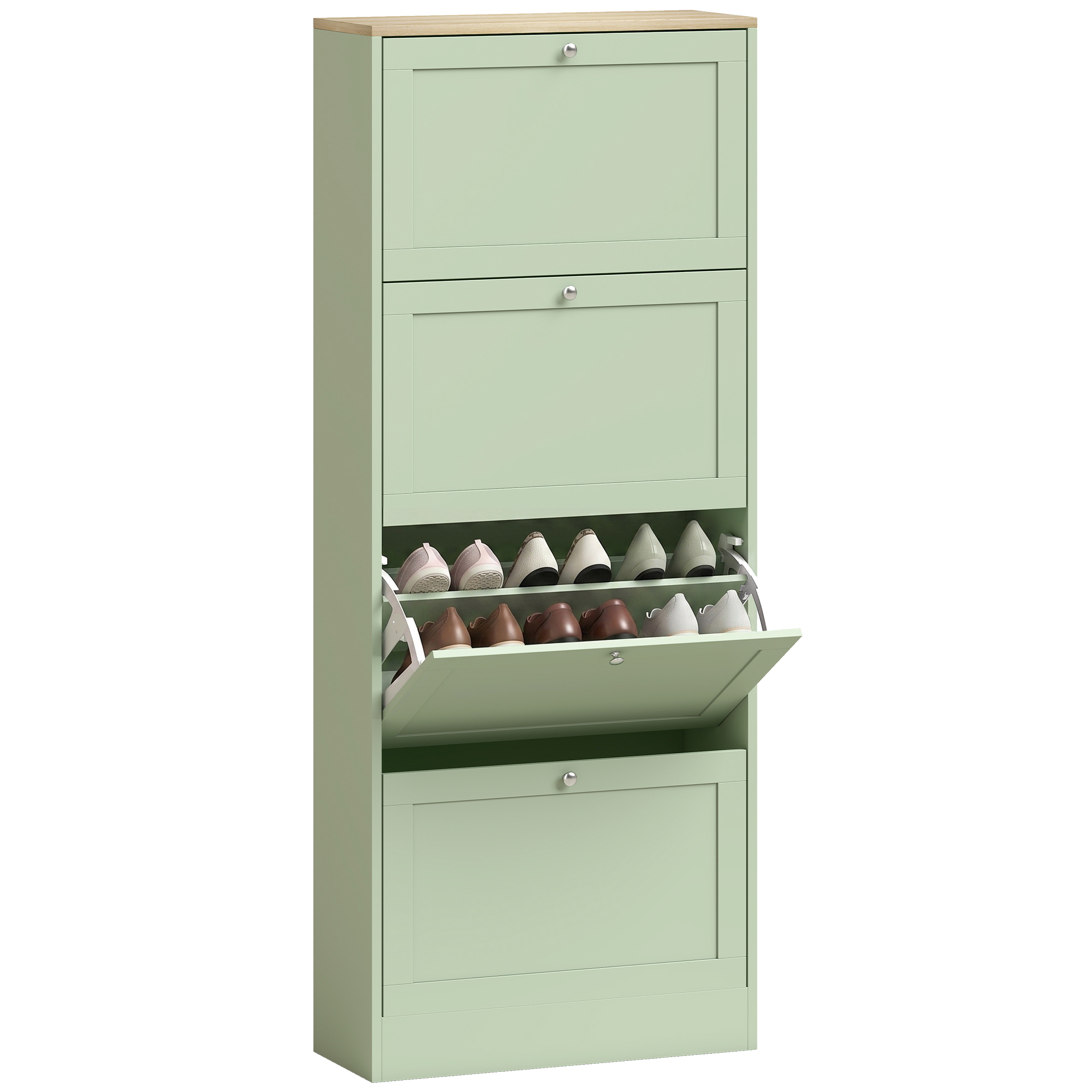Armoire a chaussures etroite 4 tiroirs rabattables