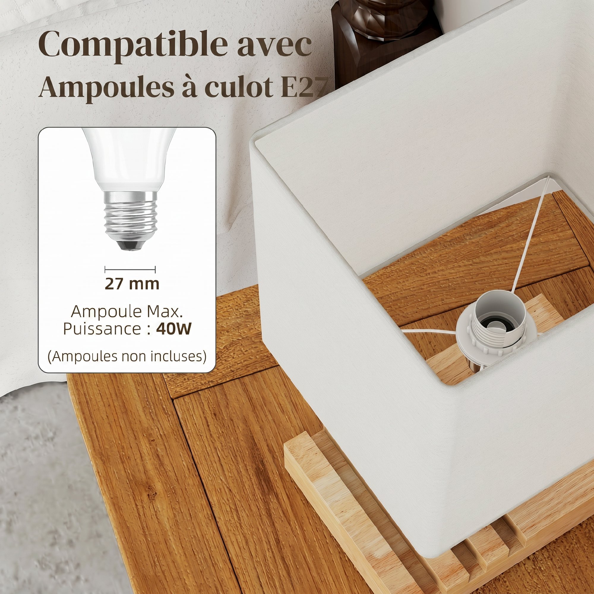Douille E27 compatible plusieurs types d'ampoules