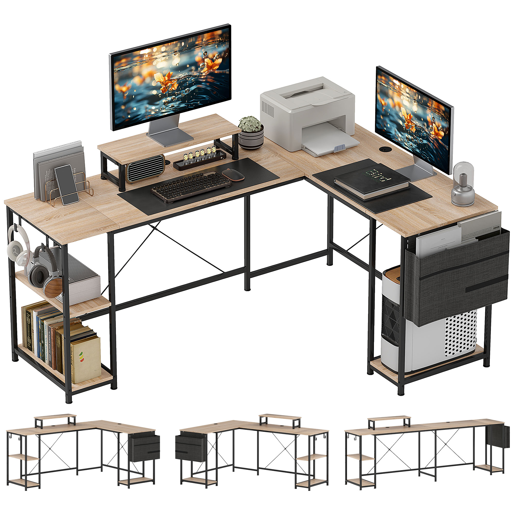 Bureau d'angle modulable réversible 168-