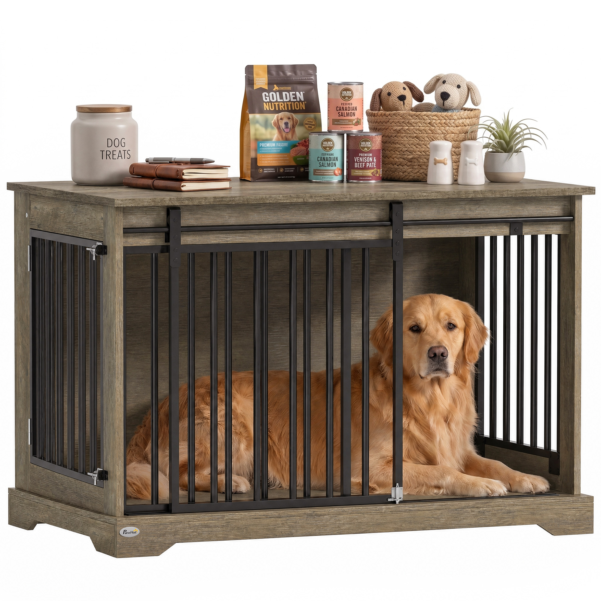 Cage pour Chien en Bois et Acier avec Po