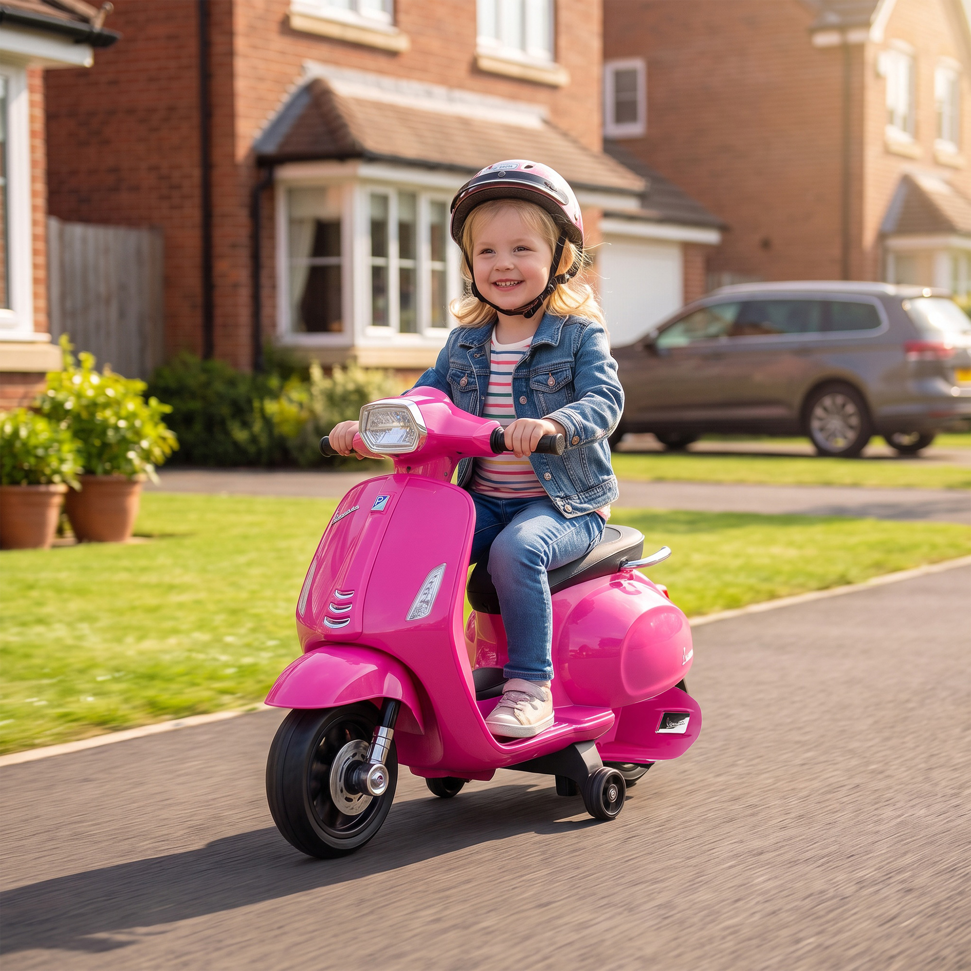 Multi-vues avant/profil/arrière scooter rose