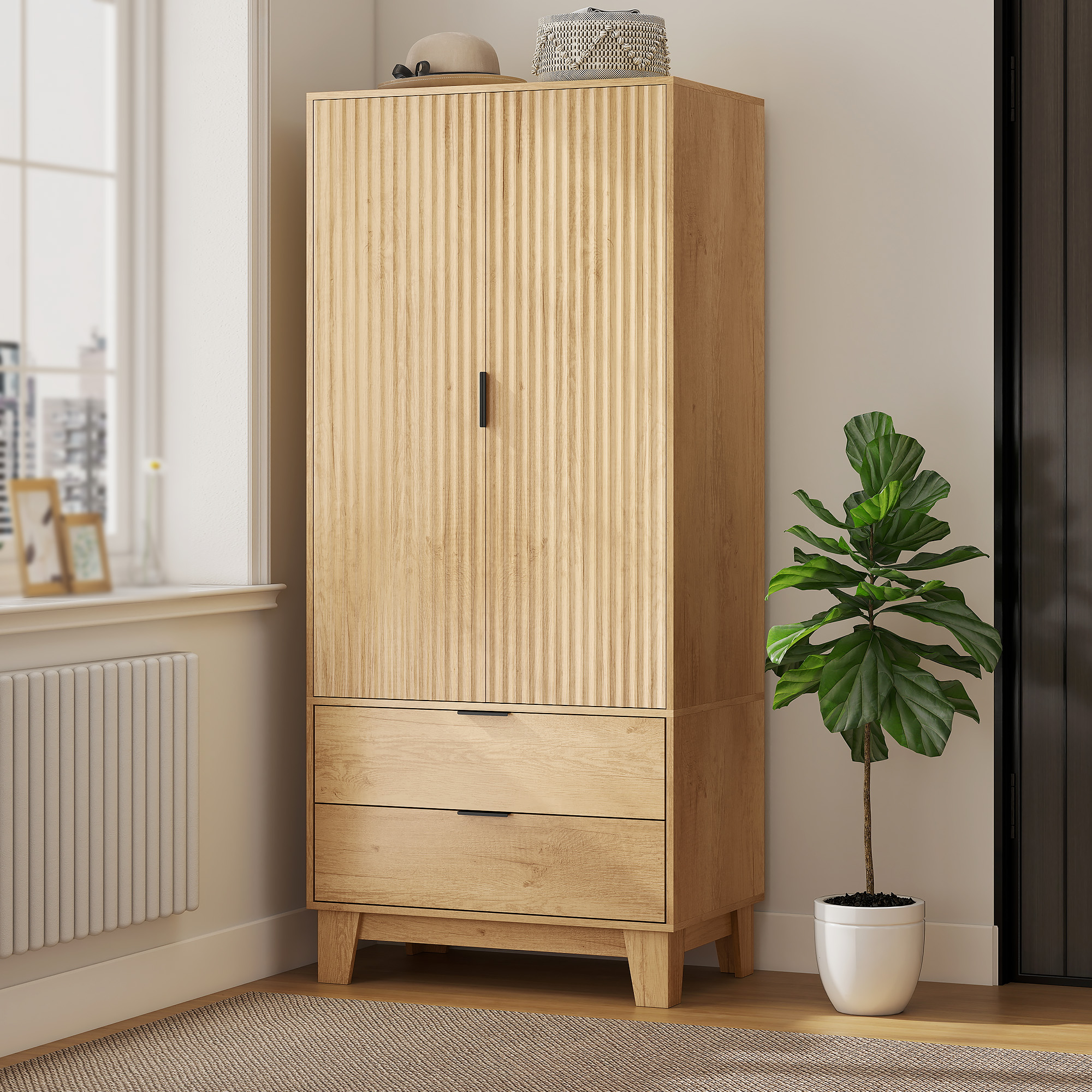 Armoire 2 tiroirs barre