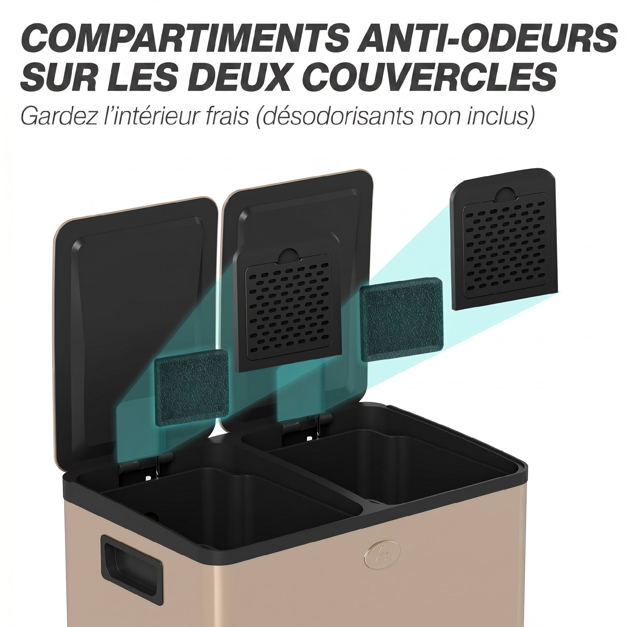 Boîtiers désodorisant intégrés sur les couvercles