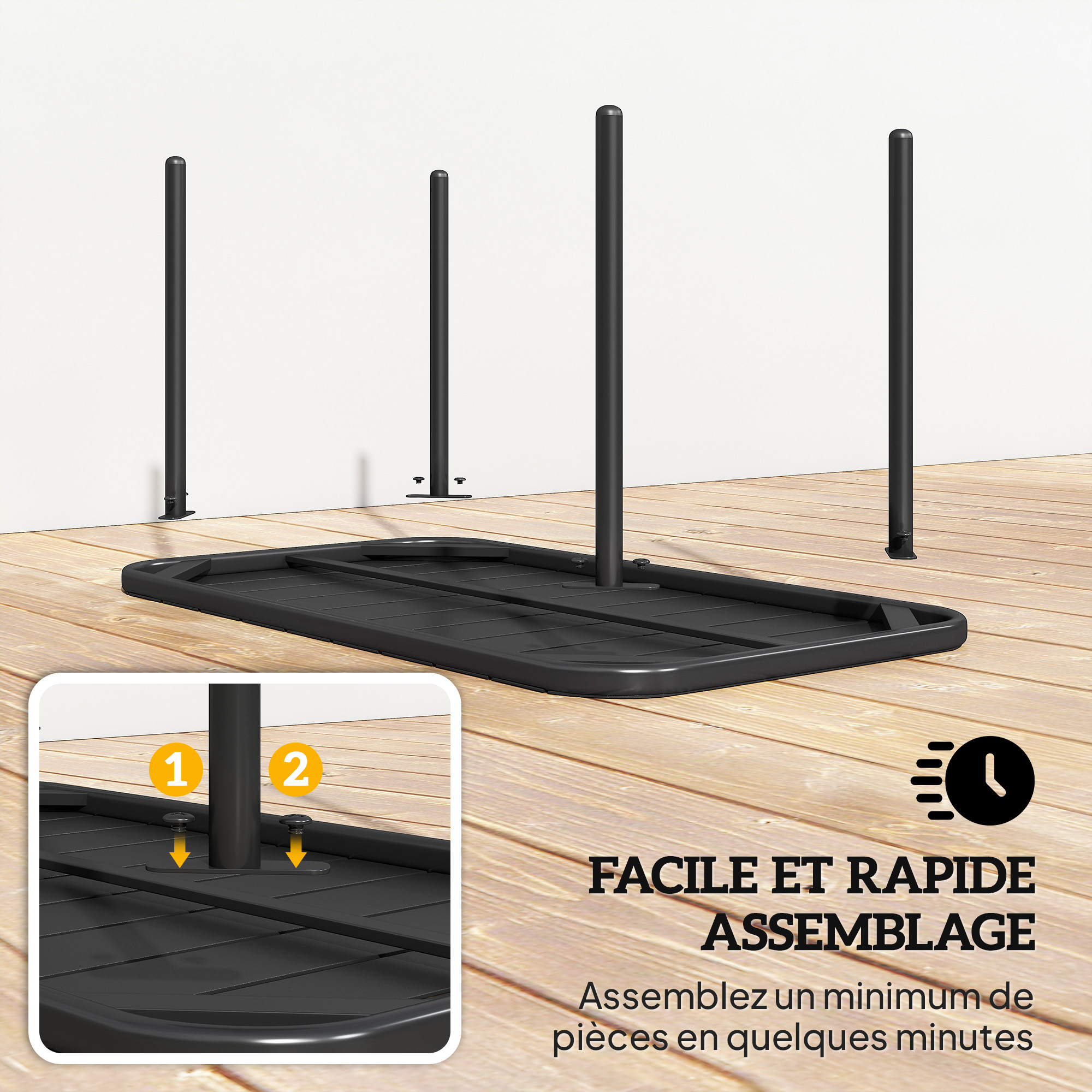 Table basse exterieure acier galvanise noire 90x50cm - Vue 4