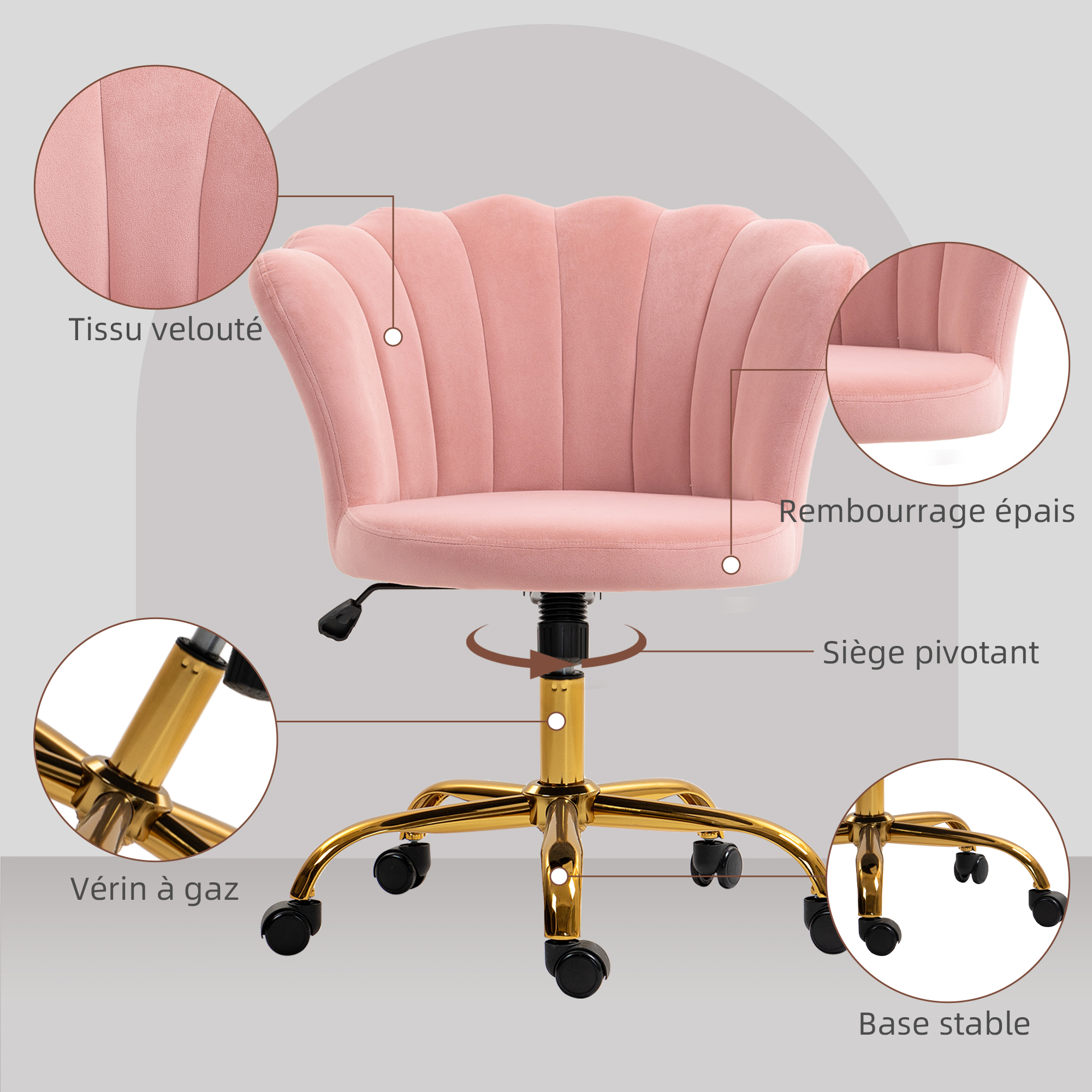 Dimensions du fauteuil rose