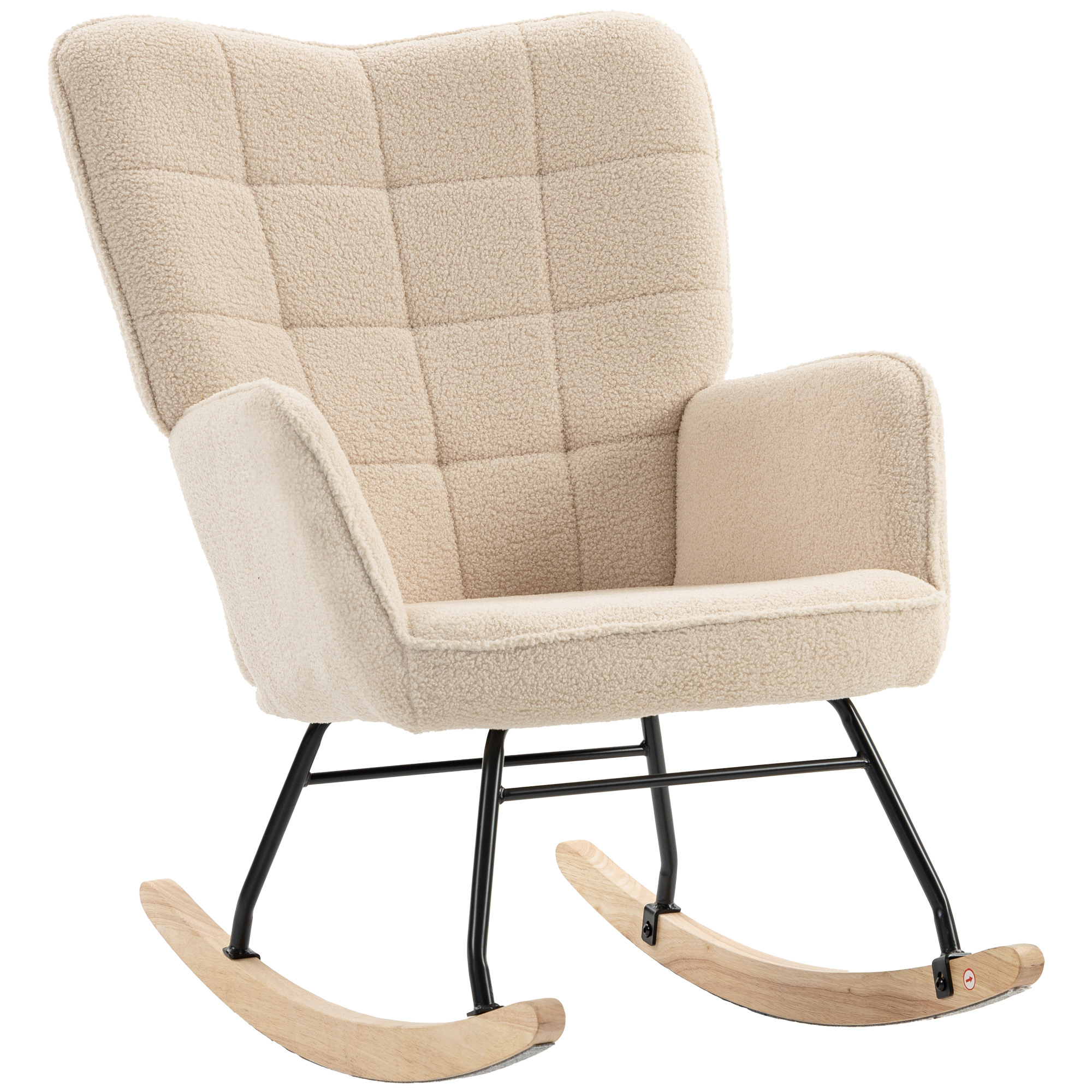 Fauteuil à bascule beige laine bouclée