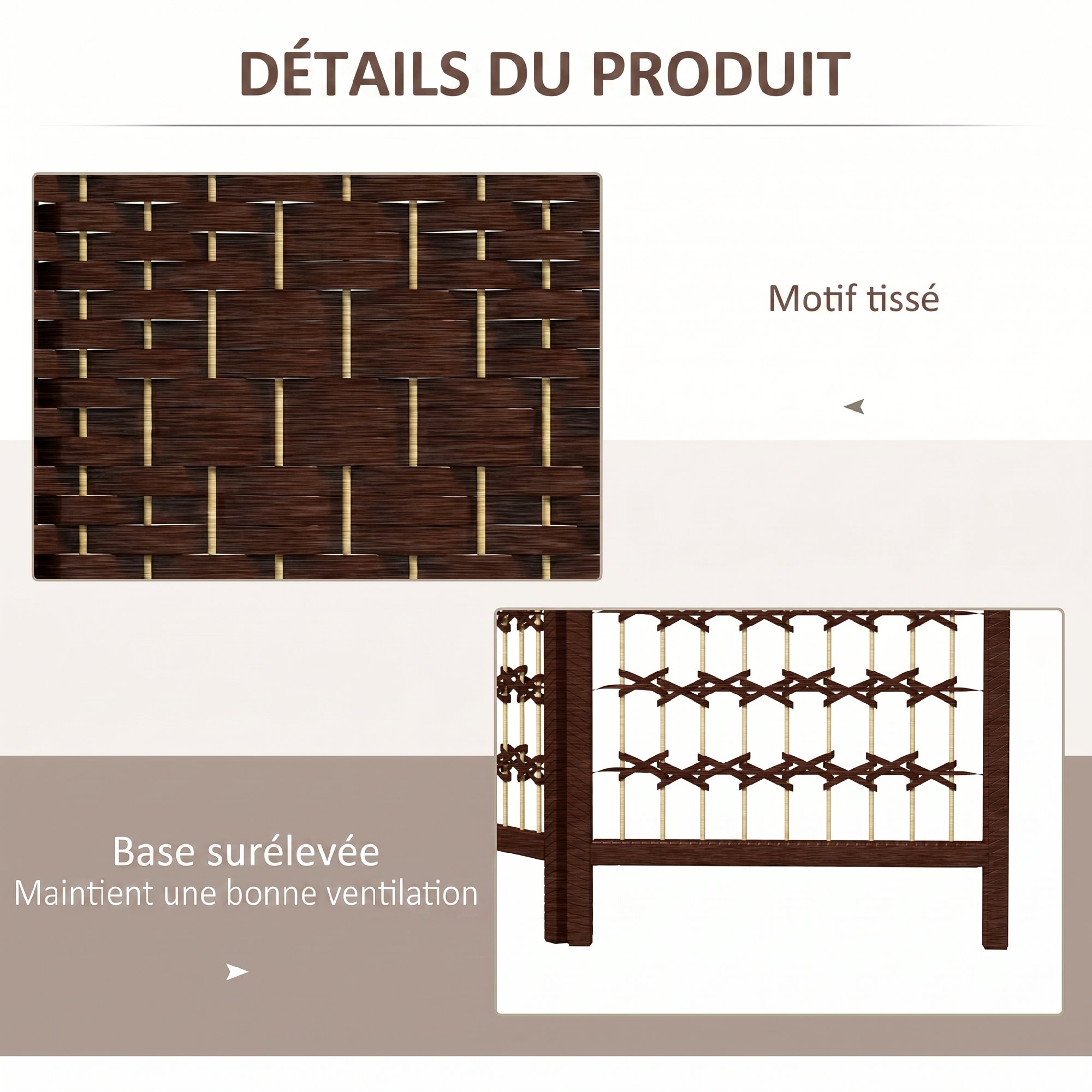 Design arqué semi‑ouvert, base surélevée ventilation