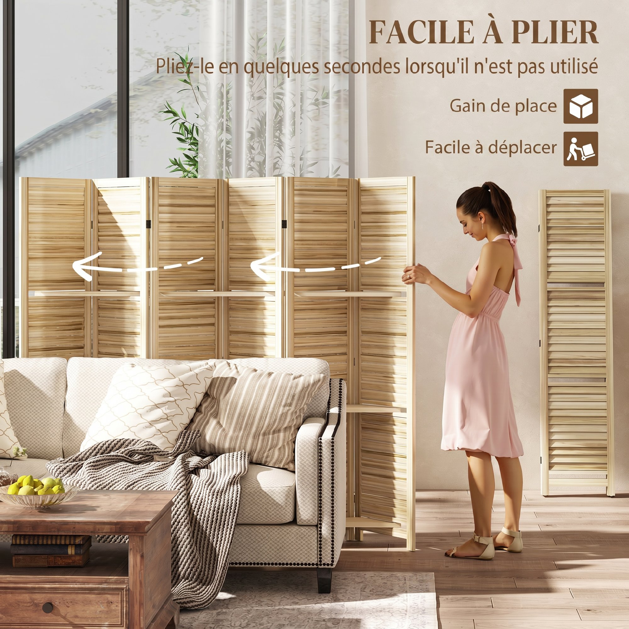 Trois étagères intégrées pour déco, photos et plantes