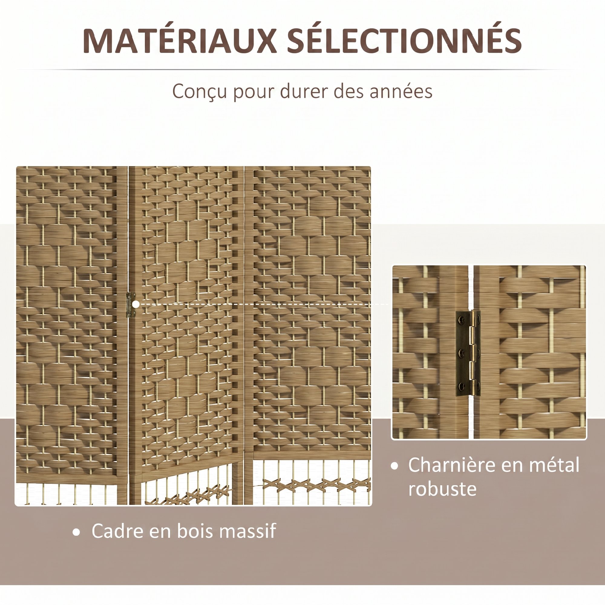 9 charnières métal robustes, pliage fluide