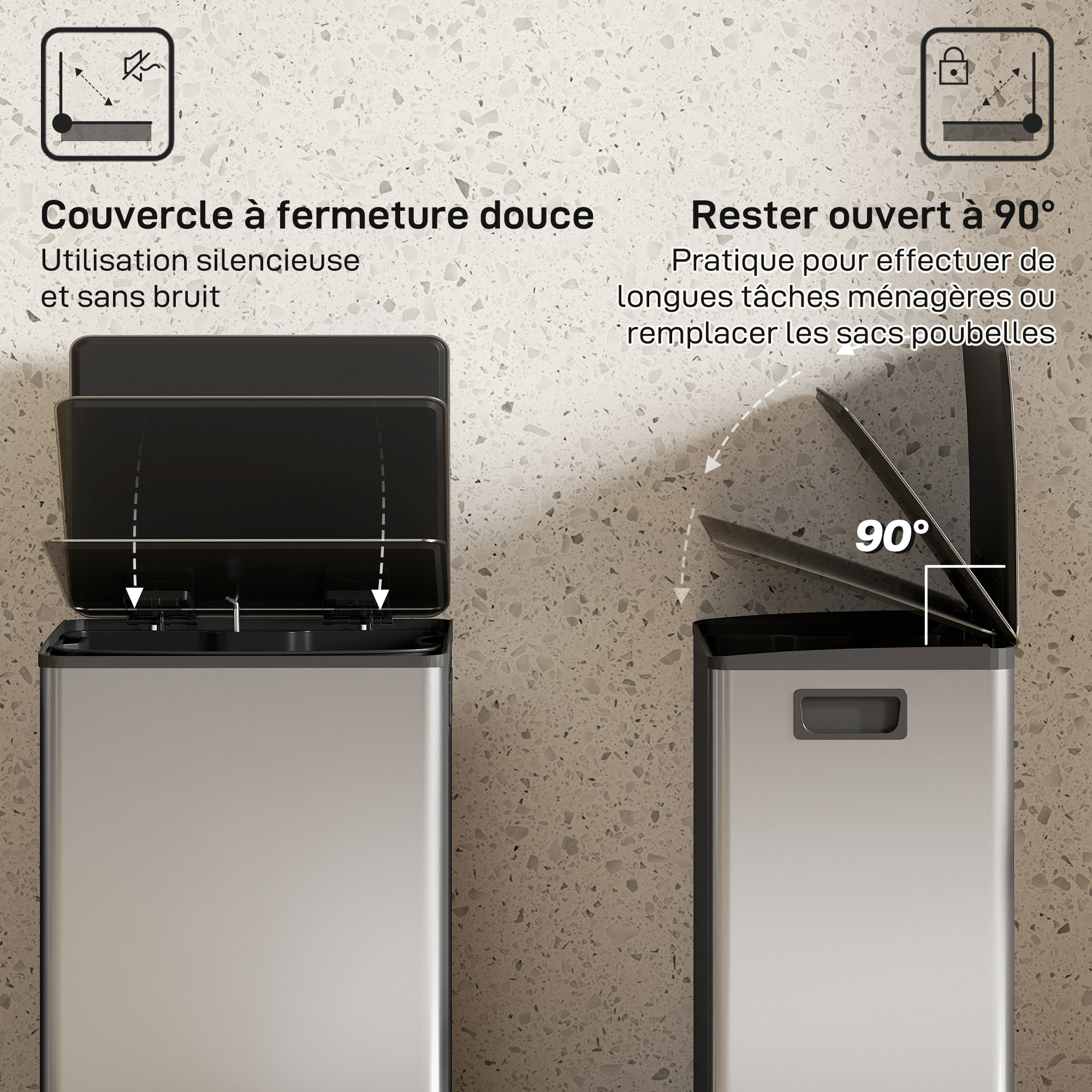 Pédale à fermeture douce et silencieuse