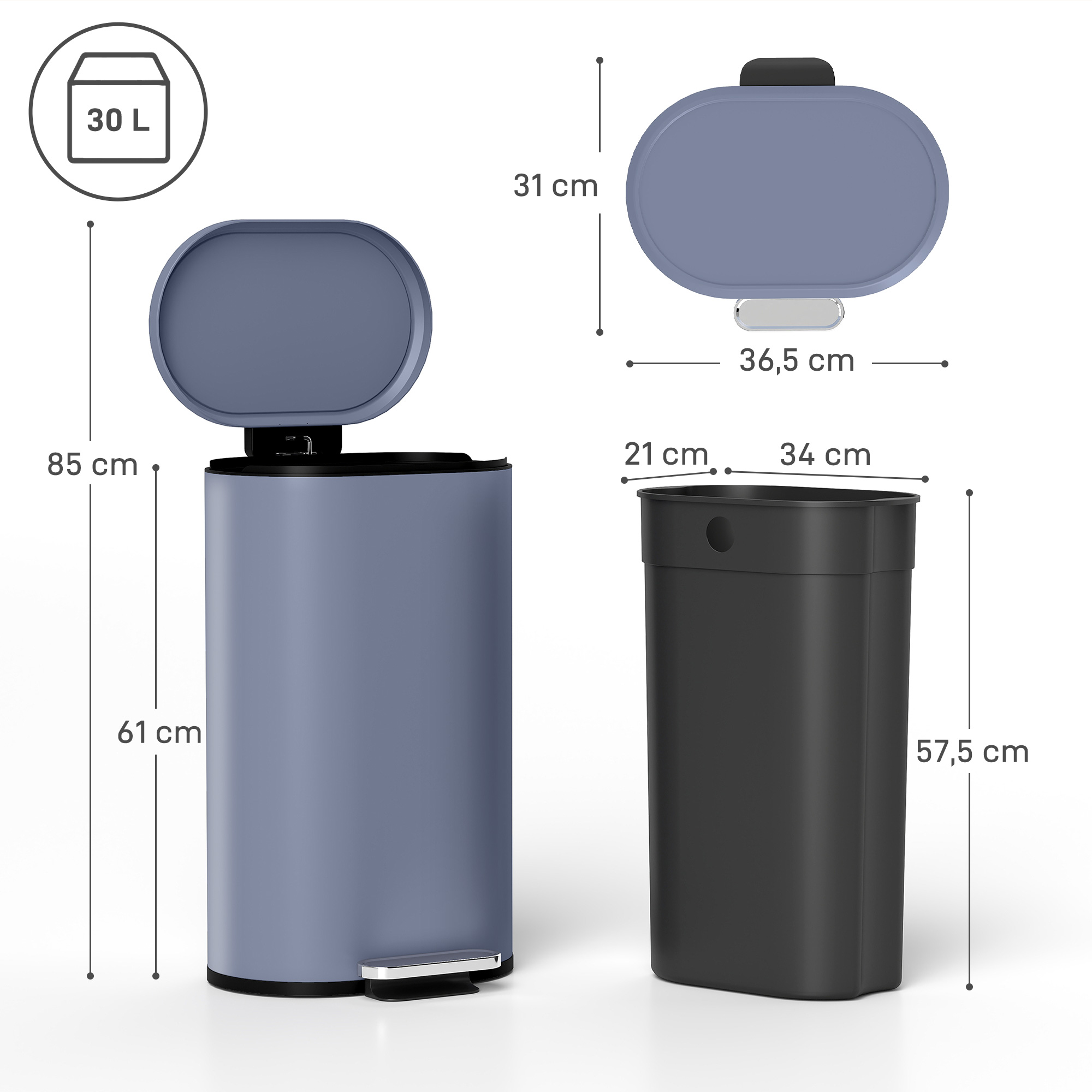Poubelle compacte placée sous un bureau