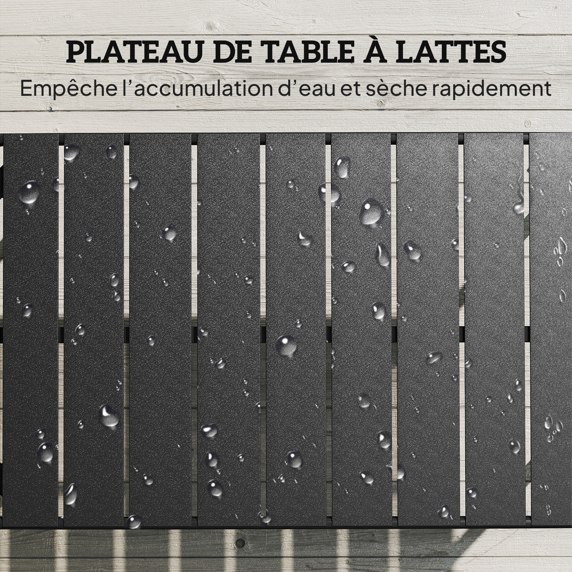 Table basse exterieure acier galvanise noire 90x50cm - Vue 2