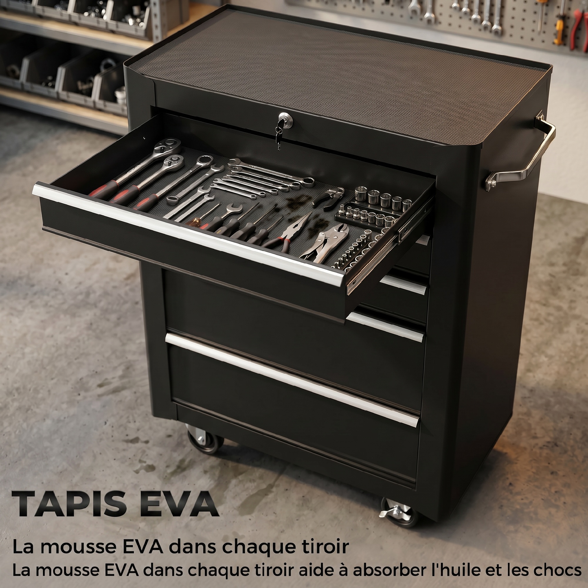 Tapis EVA protecteur à l’intérieur des tiroirs