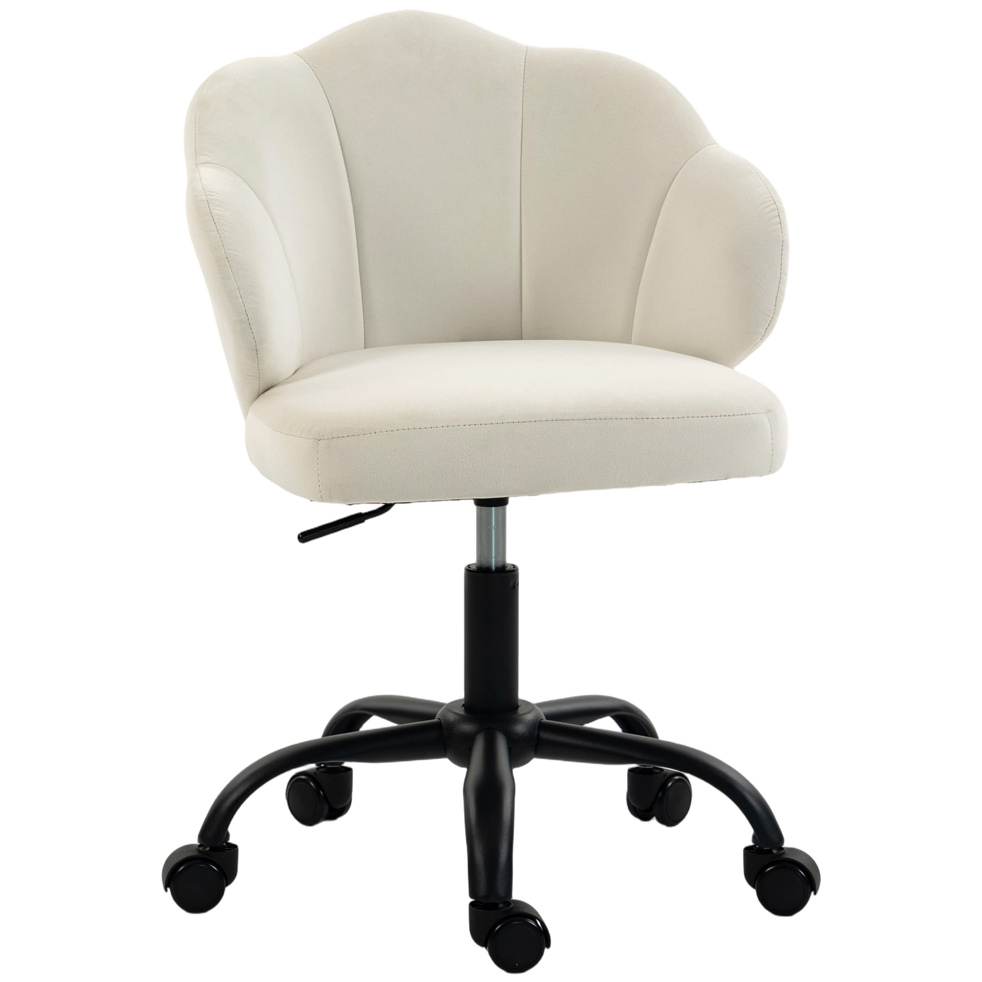 Chaise de bureau crème en velours