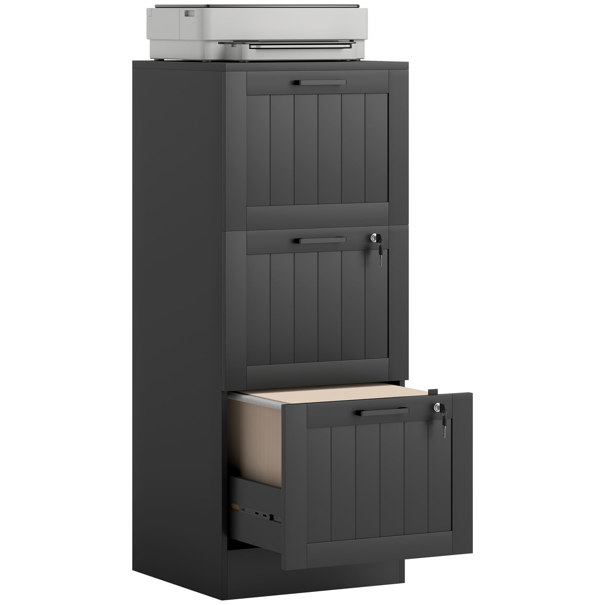 Caisson bureau, meuble rangement bois 3 