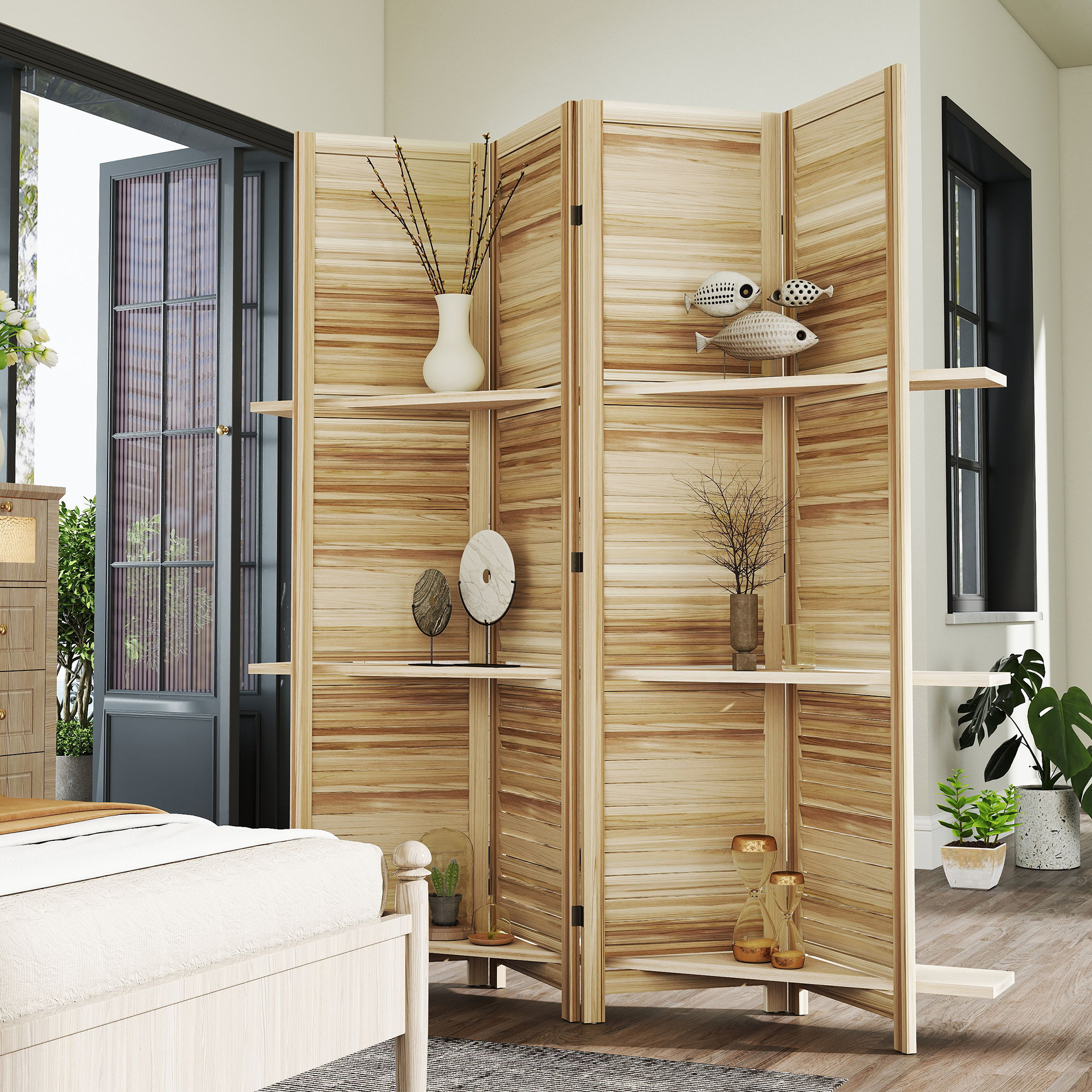 Étagères décorées avec plantes