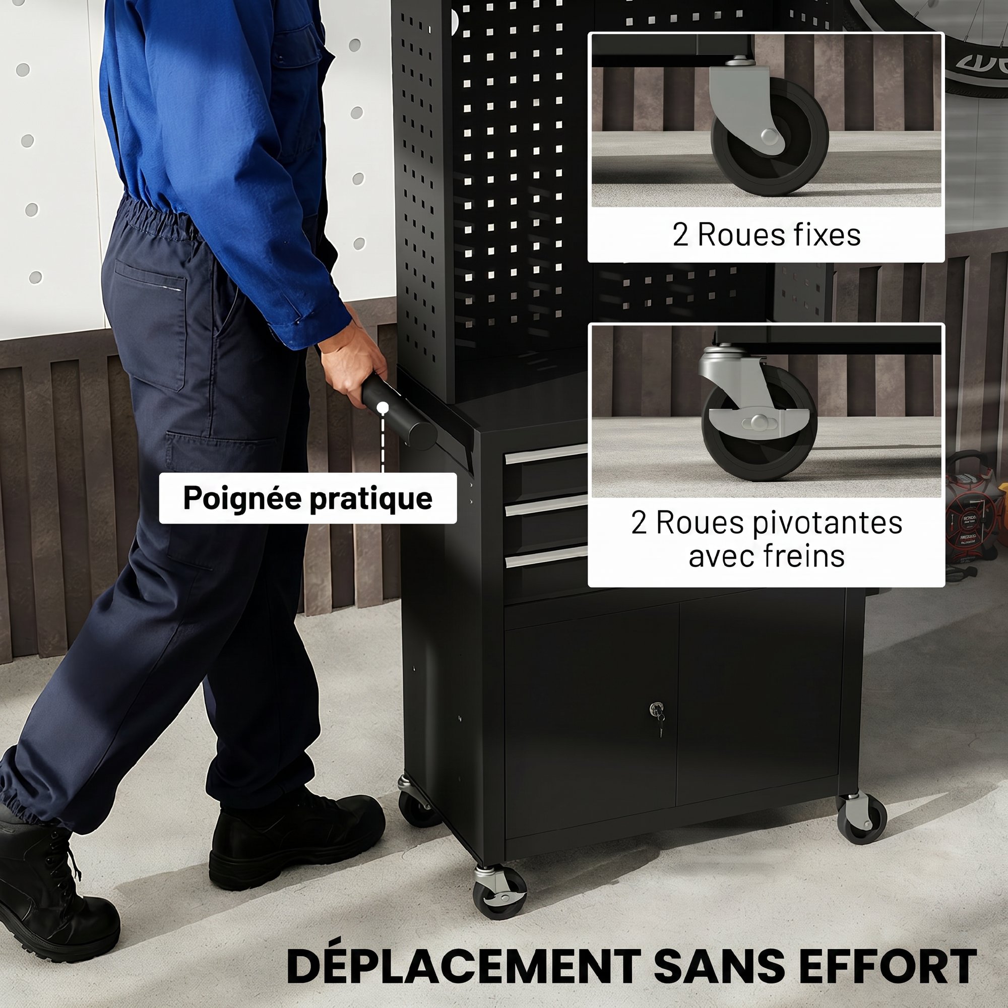 Étagère ajustable sur 3 hauteurs dans l'armoire