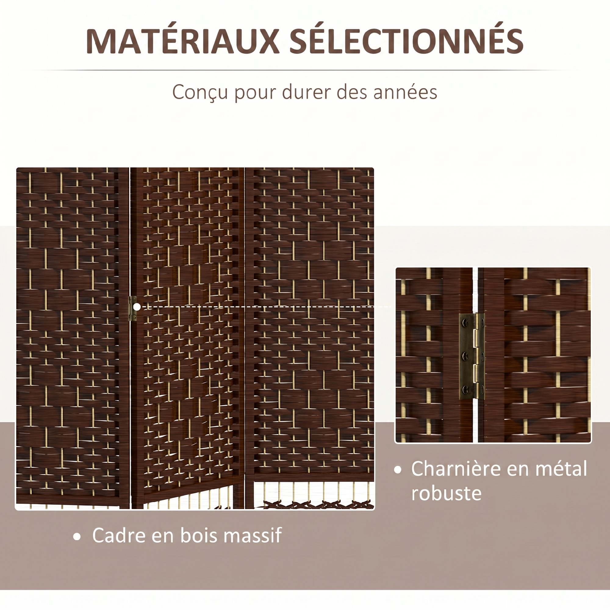 9 charnières métal robustes, pliage fluide