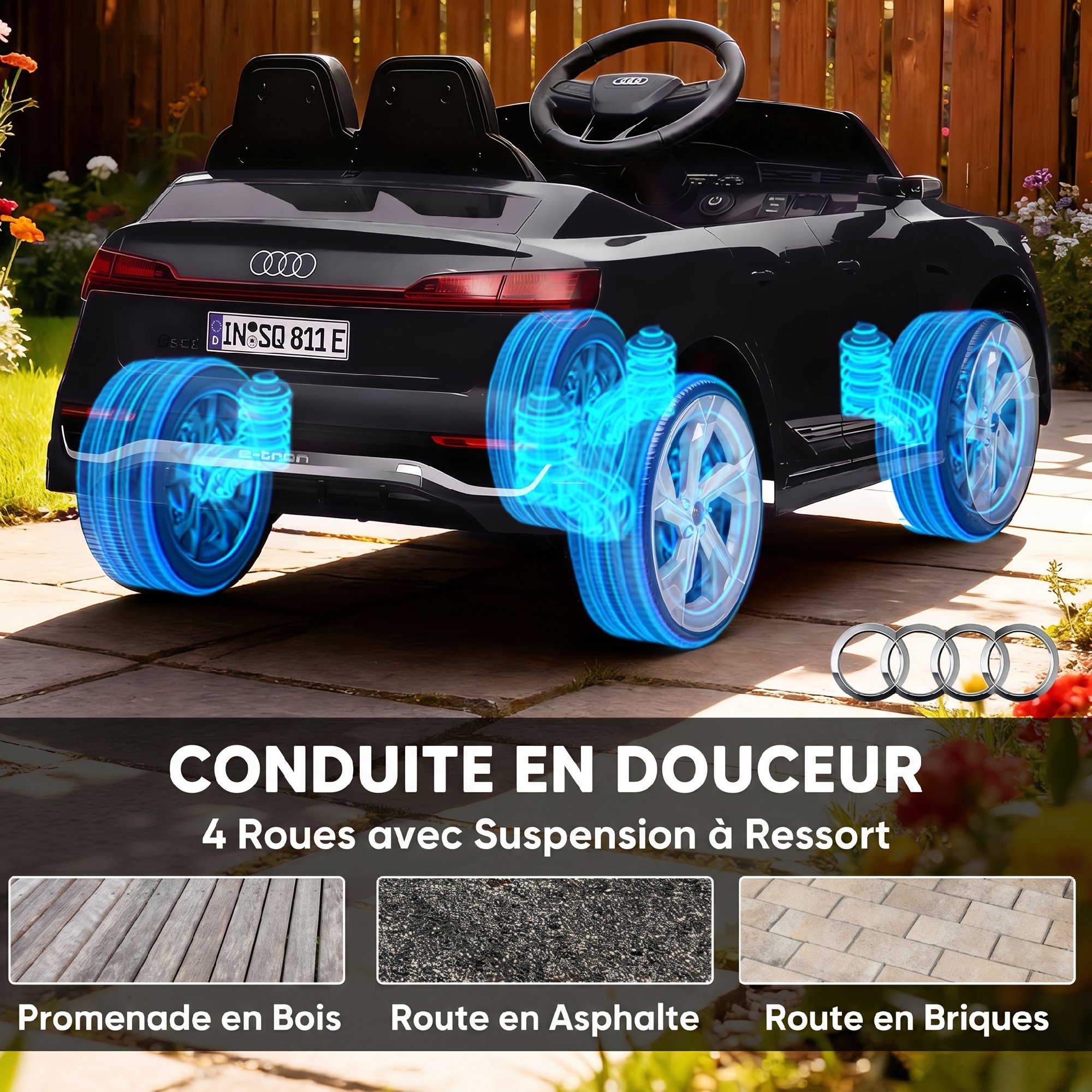 Tableau de bord MP3, klaxon et phares LED lumineux