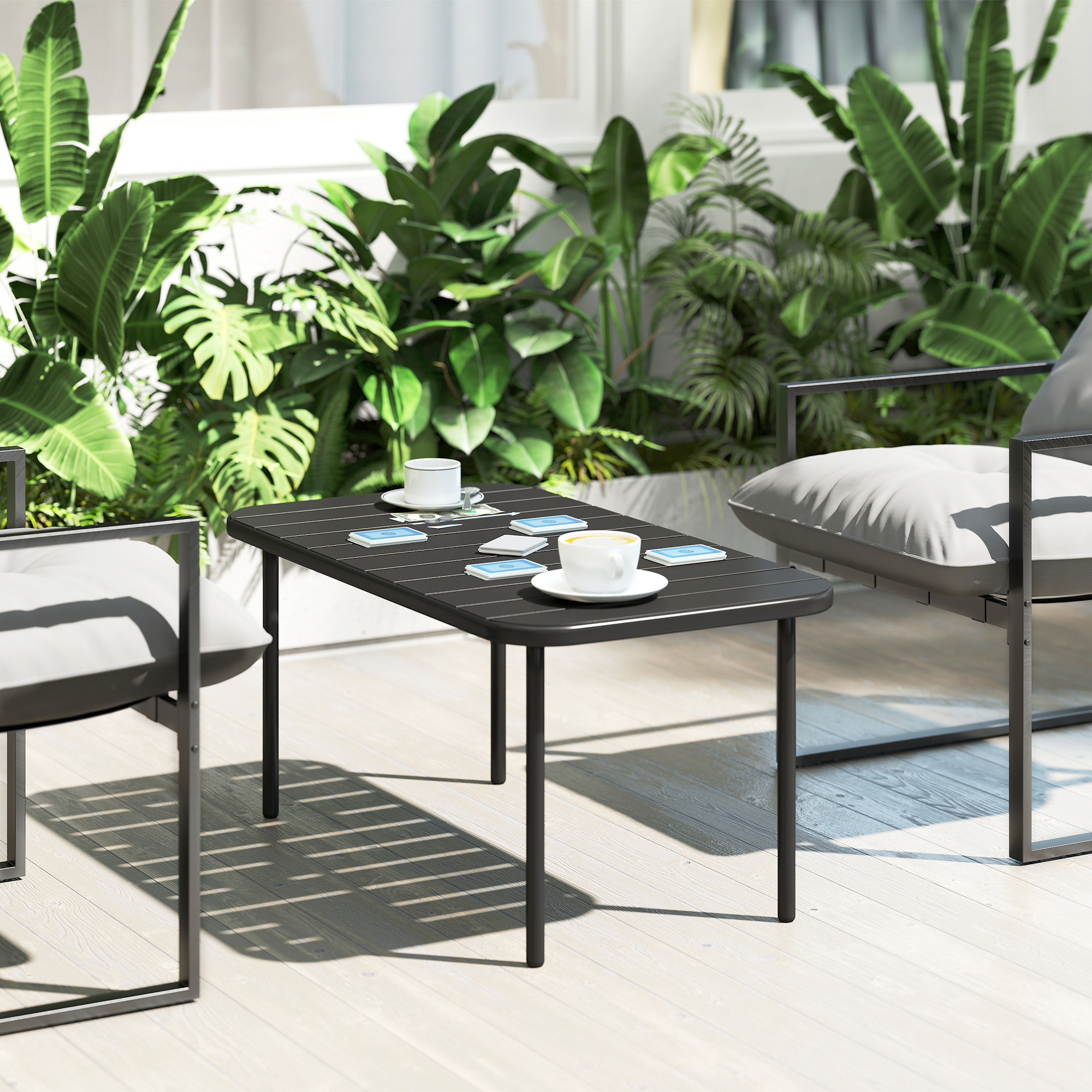 Table basse exterieure acier galvanise noire 90x50cm - Vue 6