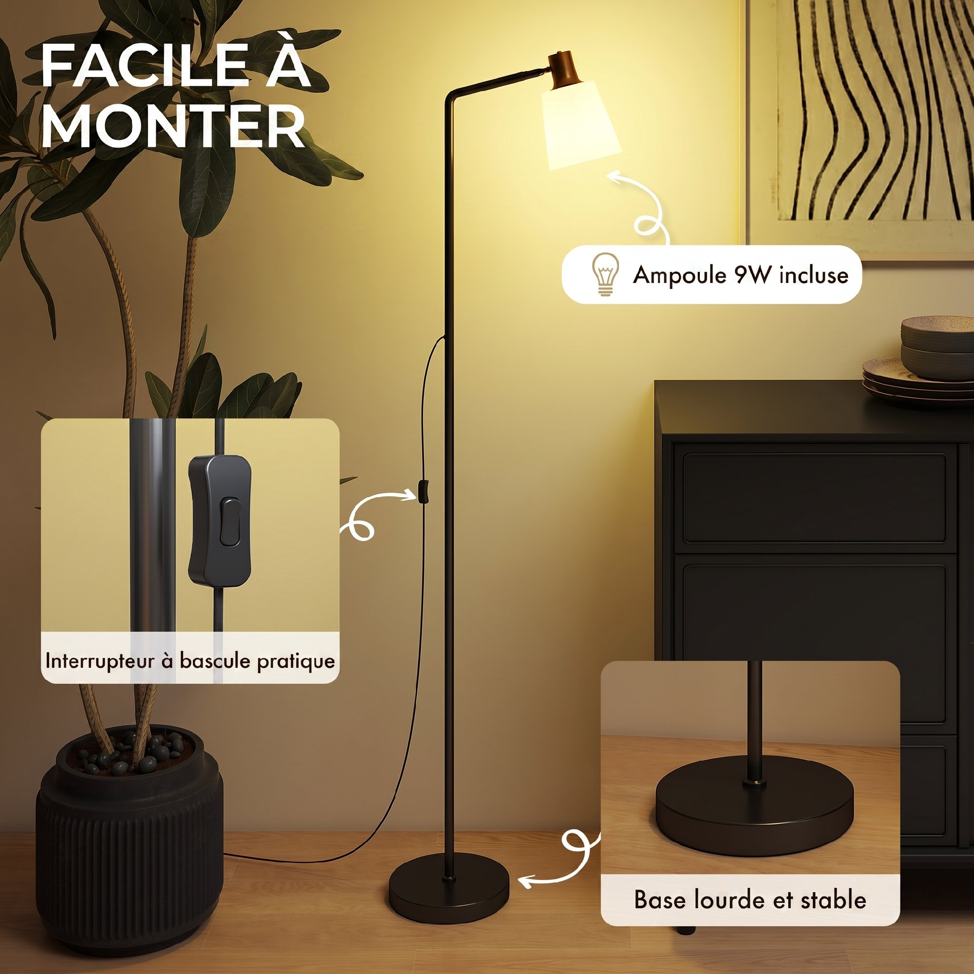Abat‑jour orientable à 350 degrés