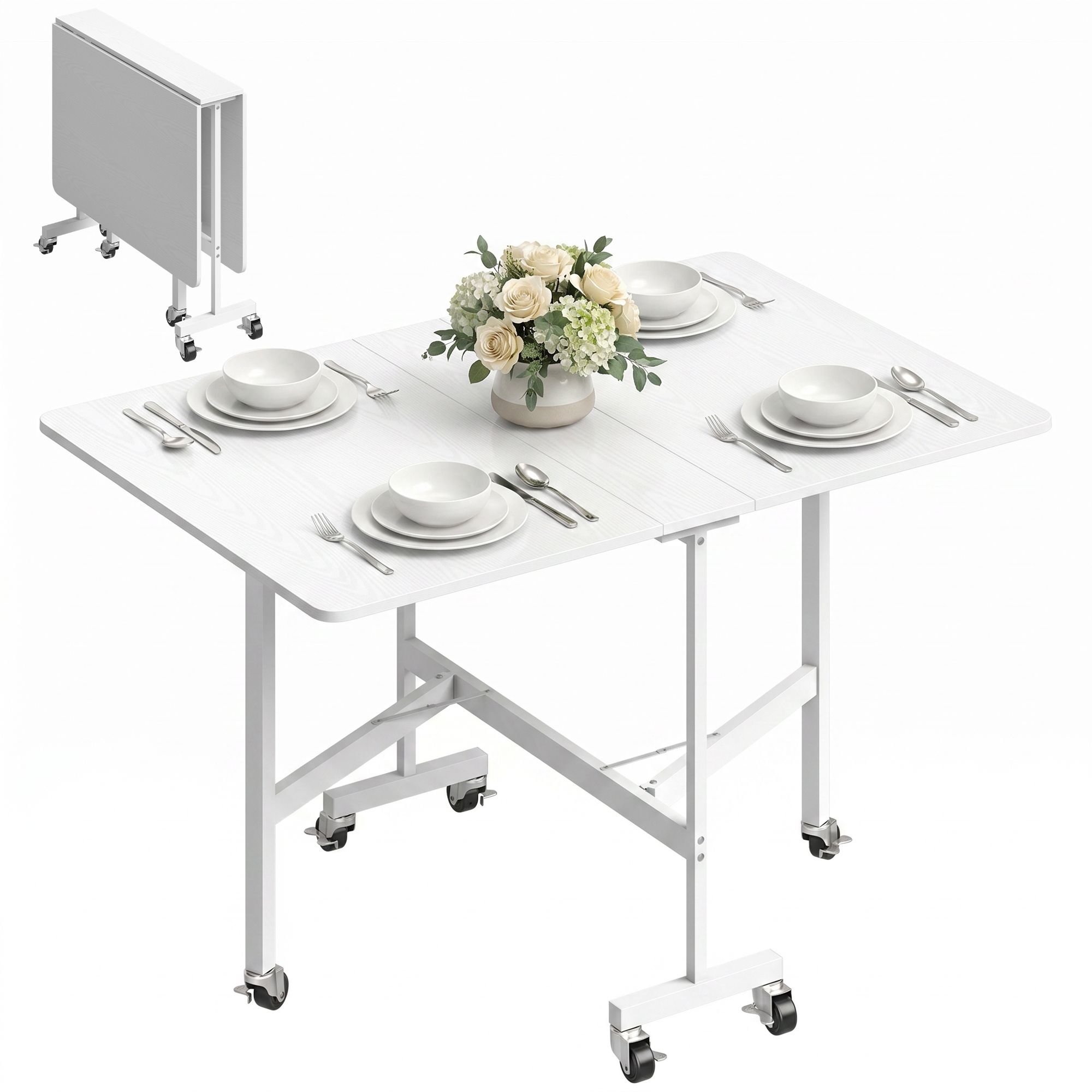 Table à Manger Pliante sur Roulettes pou