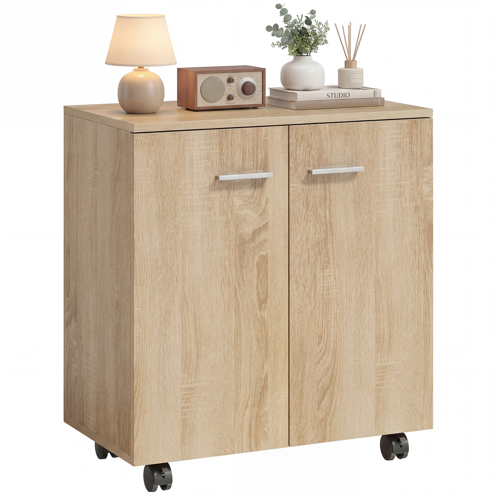 Meuble de Rangement Buffet bas sur roule