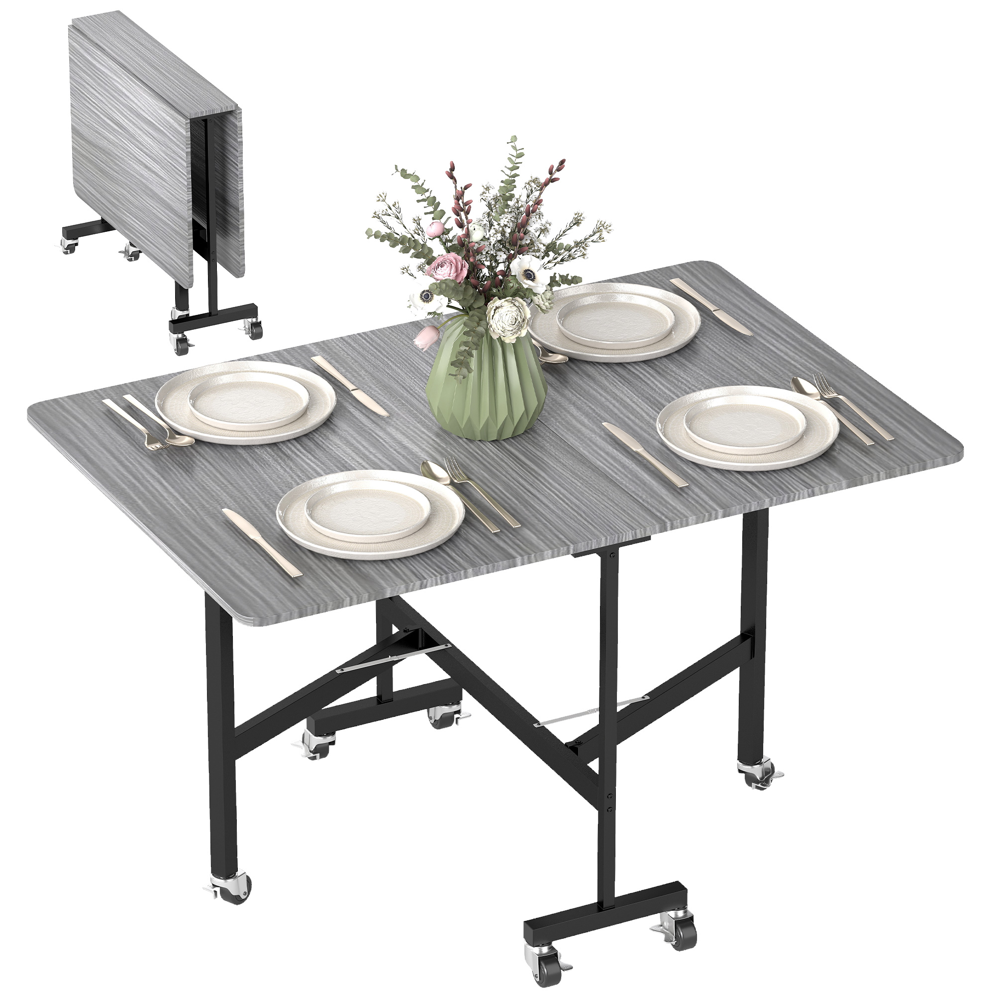 Table à Manger Pliante sur Roulettes pou