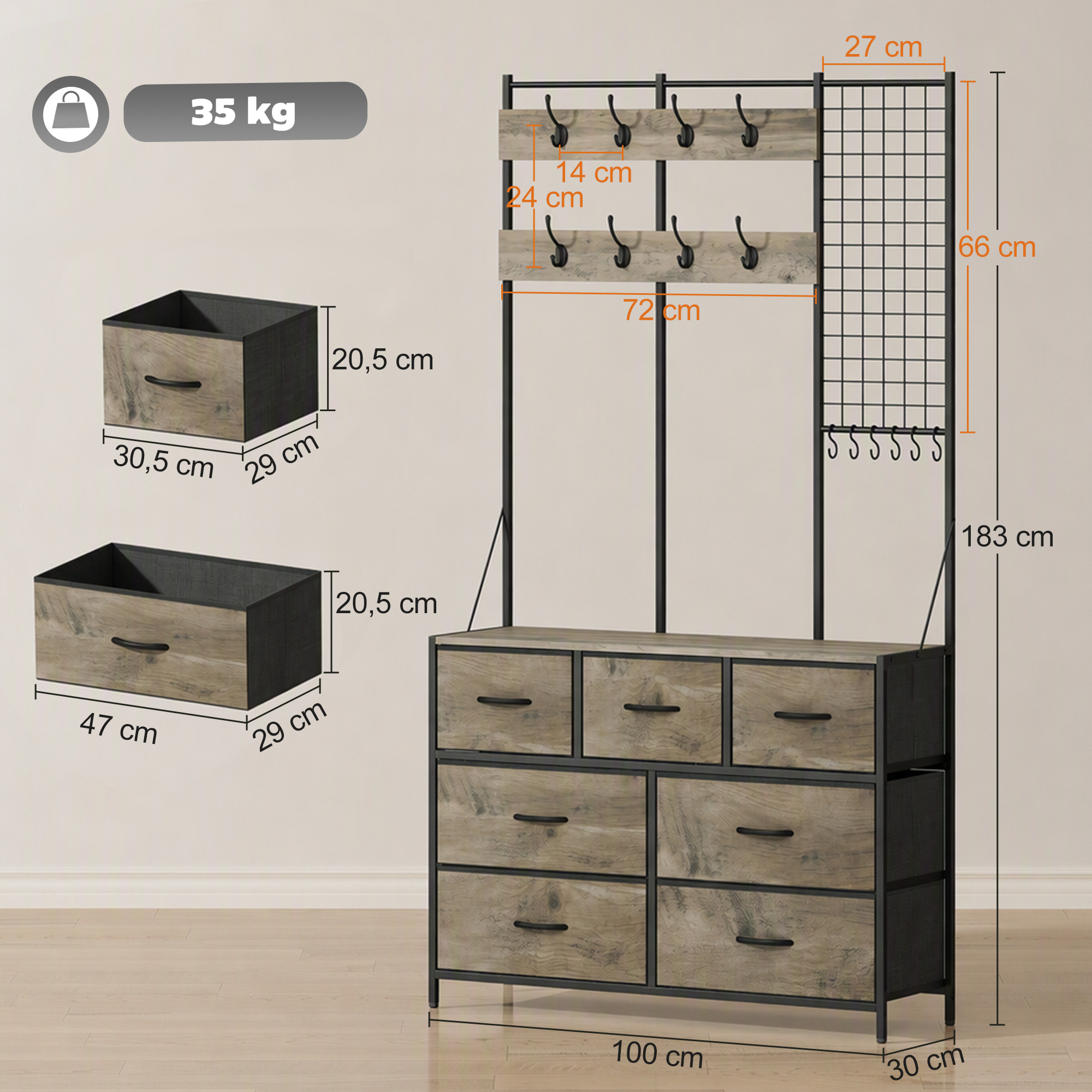 Commode a 7 tiroirs